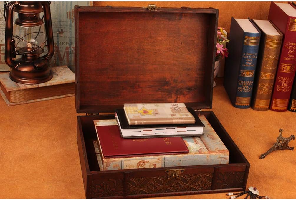 Cabilock Keepsake Box With lid Keepsake Storage Box Decorative Memory Wooden Storage Decorative e es for Recipes e or as e