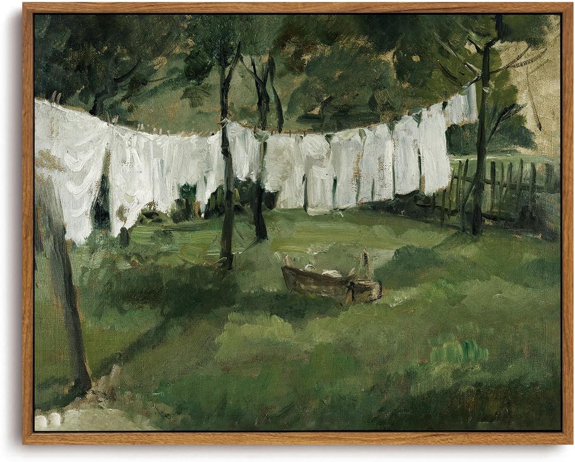 OIQArtOIQ Framed Canvas Wall Art,Vintage Decor,Landscape Nature Country Wildflower Paintings Farmhouse Pictures Modern Artwork Rustic Fall Flower Prints Cottagecore Office Living Room Bedroom Bathroom