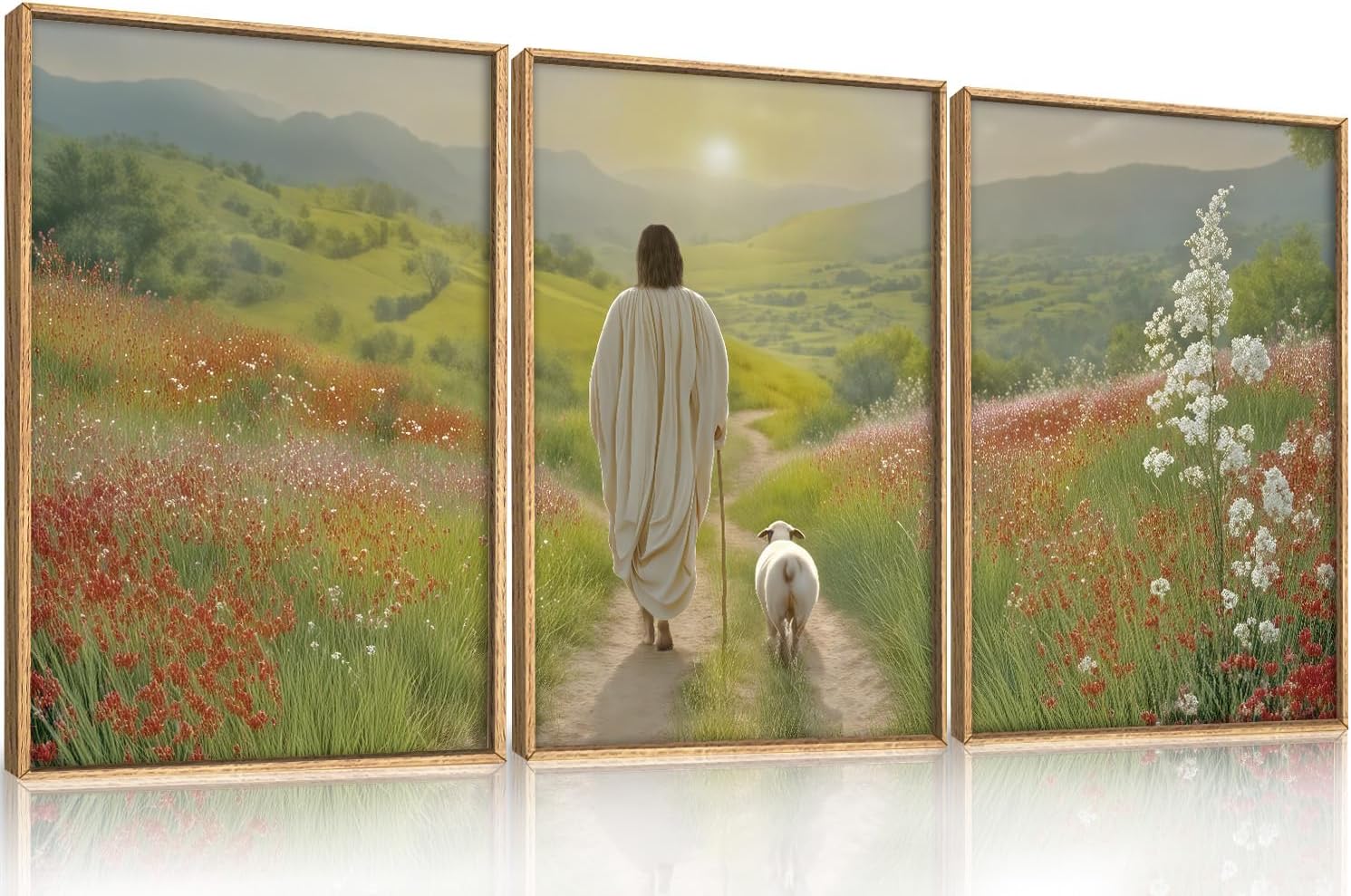 LHIUEM Large Abstract Green Gray Pastel Framed Canvas Wall Art,Neutral Landscape Wall Decor,Modern Watercolor Lake Artwork,Beige Textured Illustrations Art for Living Room,Bedroom,Office- 20"x40"x1