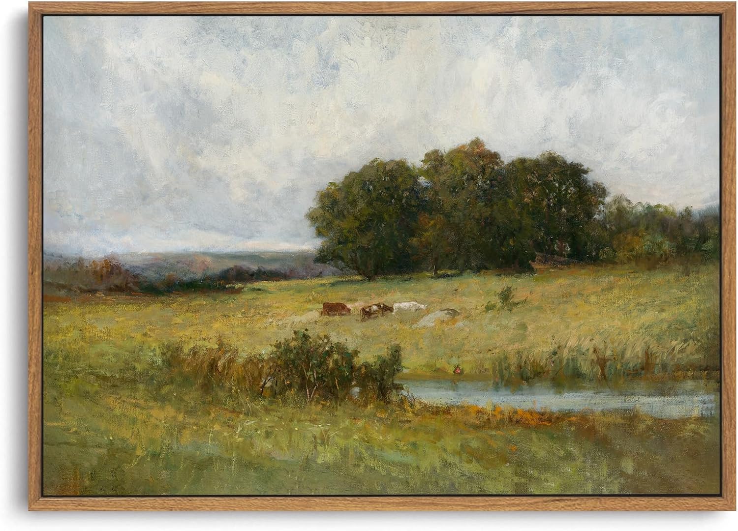 OIQArtOIQ Framed Canvas Wall Art,Vintage Decor,Landscape Nature Country Wildflower Paintings Farmhouse Pictures Modern Artwork Rustic Fall Flower Prints Cottagecore Office Living Room Bedroom Bathroom