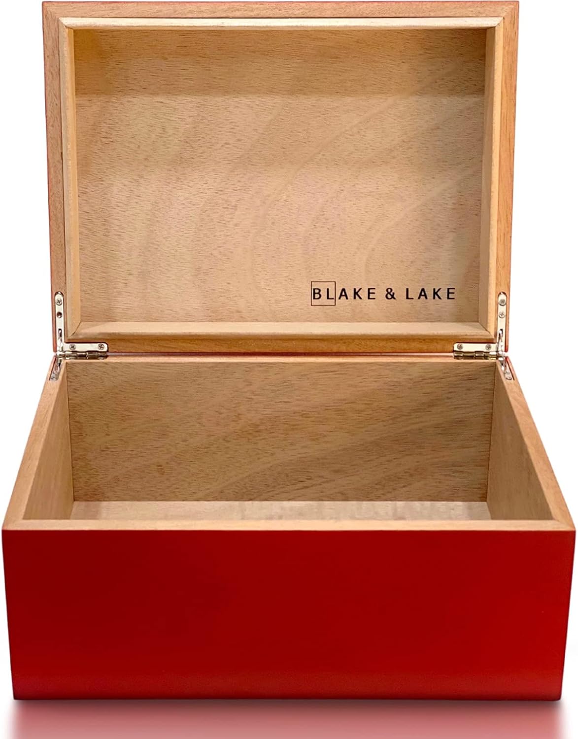 Blake & Lake Large Box with Hinged Lid - Wood Storage Box with Lid - Wooden Keepsake Decorative boxes with lids (Dark Oak)