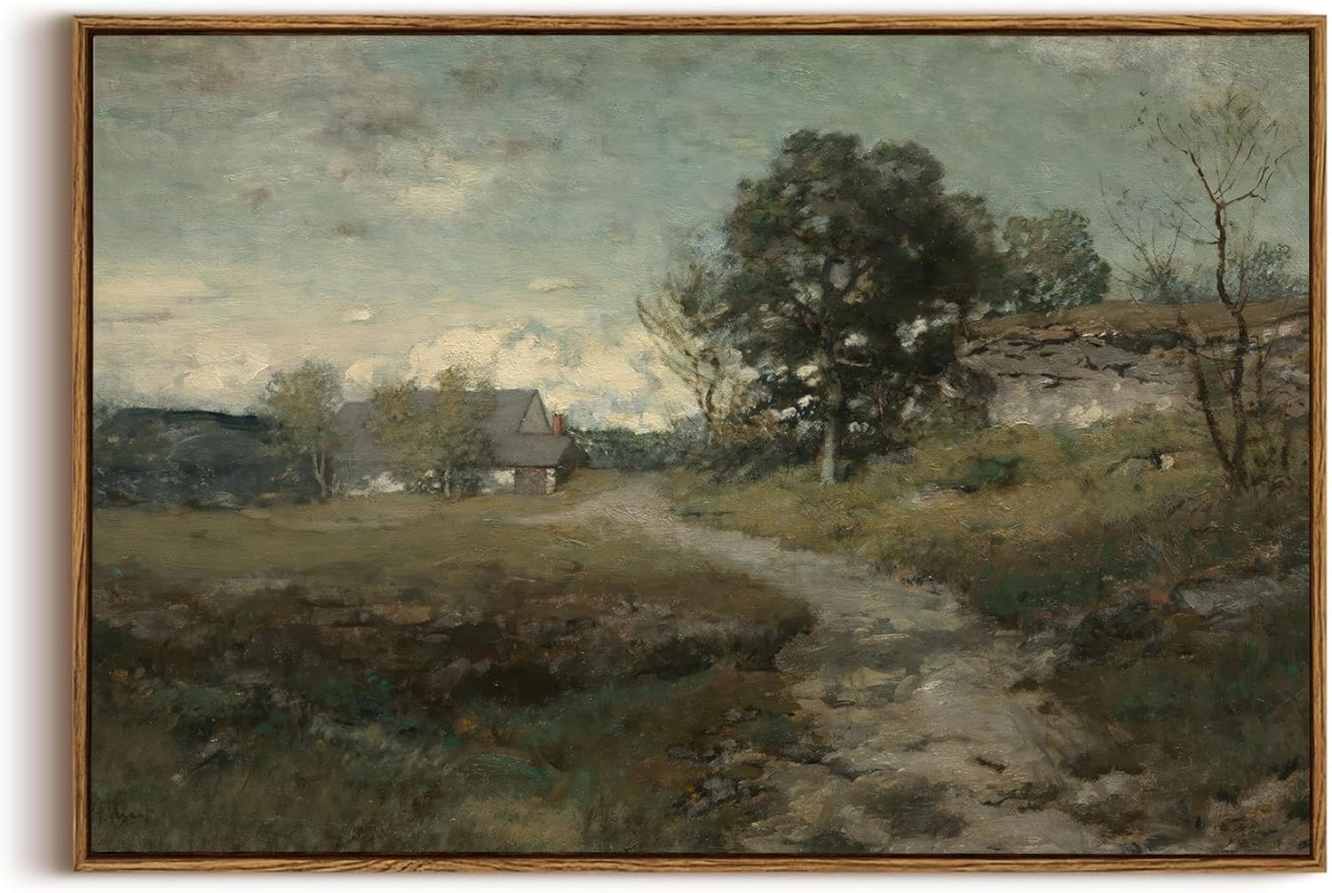 OIQArtOIQ Framed Canvas Wall Art,Vintage Decor,Landscape Nature Country Wildflower Paintings Farmhouse Pictures Modern Artwork Rustic Fall Flower Prints Cottagecore Office Living Room Bedroom Bathroom