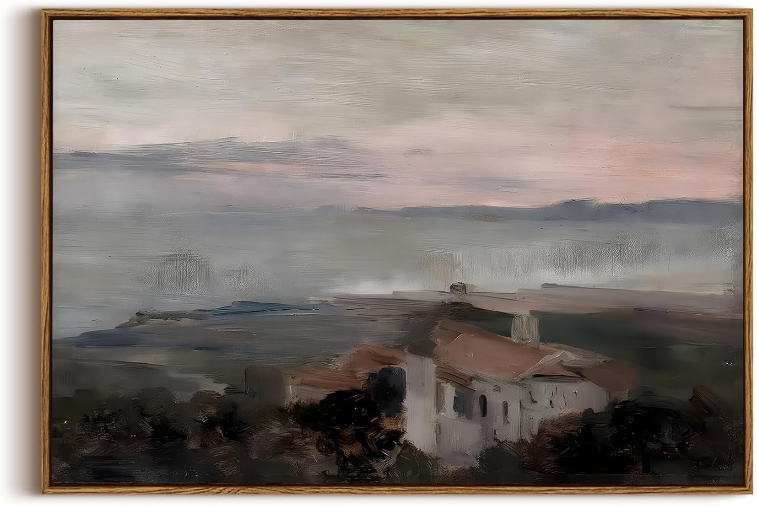 OIQArtOIQ Framed Canvas Wall Art,Vintage Decor,Landscape Nature Country Wildflower Paintings Farmhouse Pictures Modern Artwork Rustic Fall Flower Prints Cottagecore Office Living Room Bedroom Bathroom