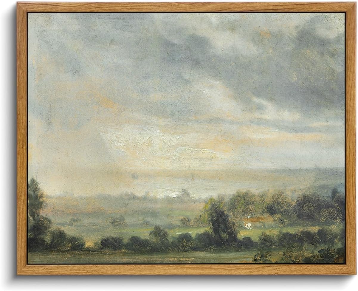 OIQArtOIQ Framed Canvas Wall Art,Vintage Decor,Landscape Nature Country Wildflower Paintings Farmhouse Pictures Modern Artwork Rustic Fall Flower Prints Cottagecore Office Living Room Bedroom Bathroom