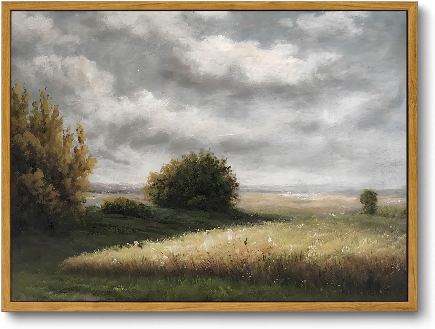 OIQArtOIQ Framed Canvas Wall Art,Vintage Decor,Landscape Nature Country Wildflower Paintings Farmhouse Pictures Modern Artwork Rustic Fall Flower Prints Cottagecore Office Living Room Bedroom Bathroom