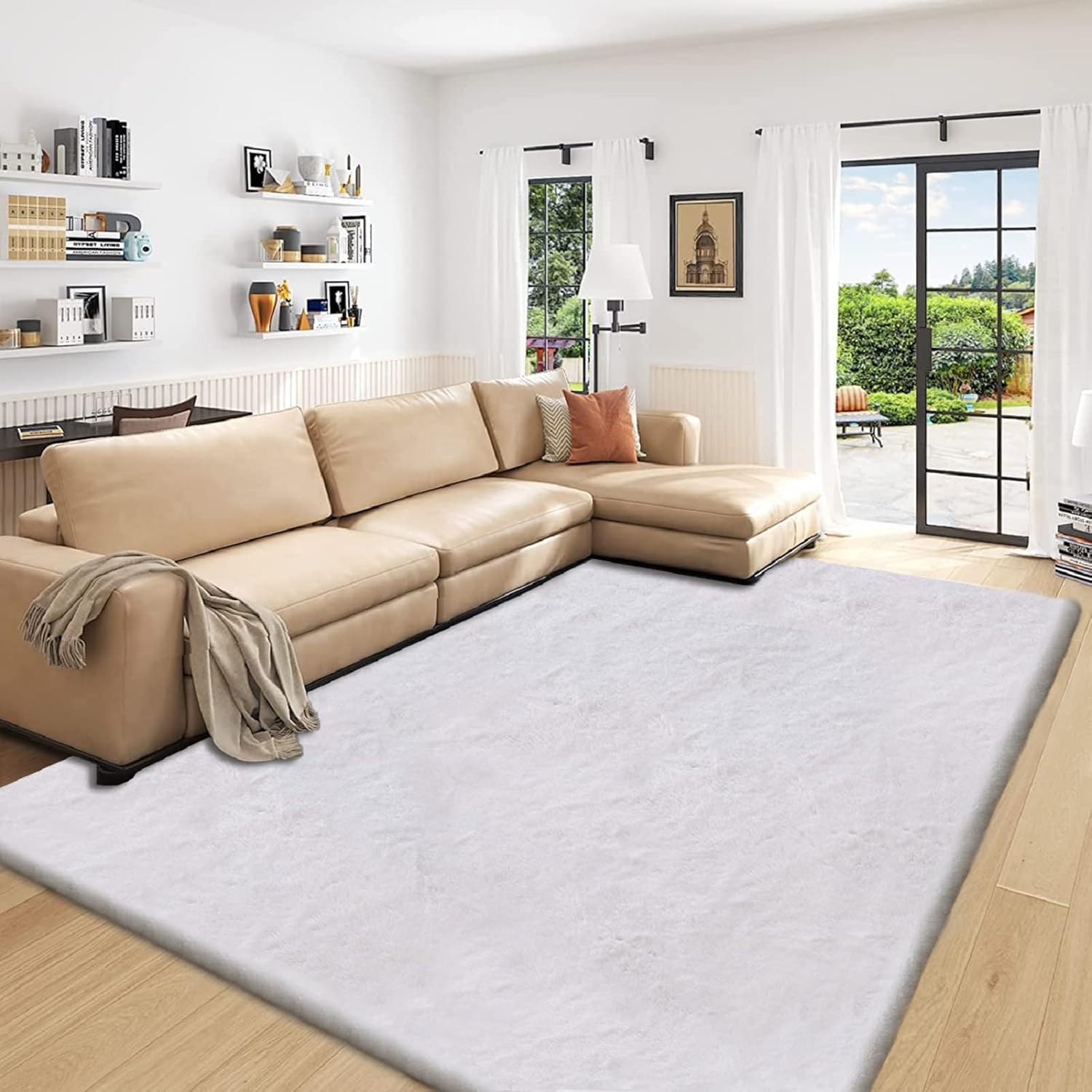 ORINOVA Pink Washable Fluffy 5x8 Area Rugs for Bedroom Plush Faux Rabbit Shag Fur Rug for Living Room Nursery Rug