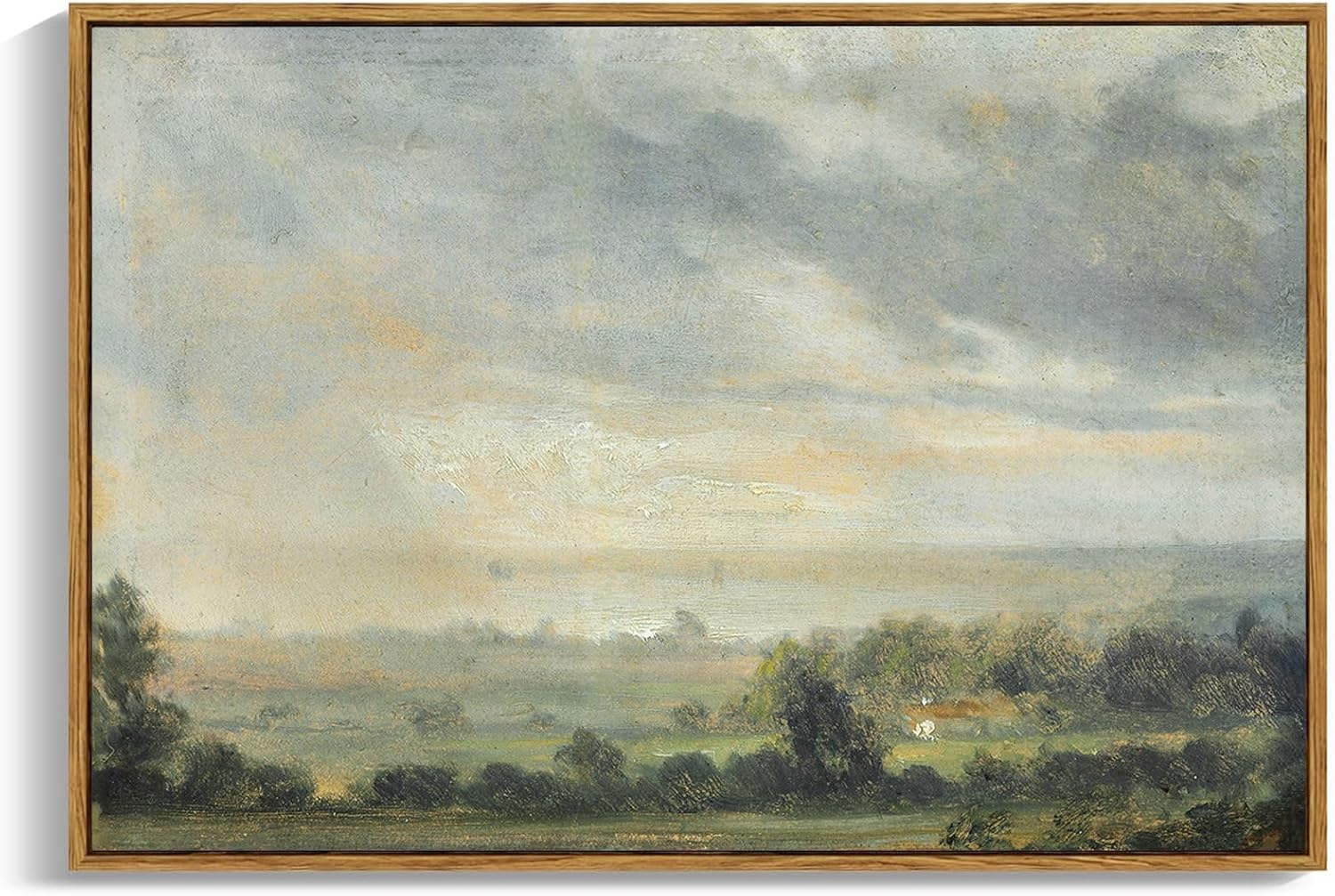 OIQArtOIQ Framed Canvas Wall Art,Vintage Decor,Landscape Nature Country Wildflower Paintings Farmhouse Pictures Modern Artwork Rustic Fall Flower Prints Cottagecore Office Living Room Bedroom Bathroom