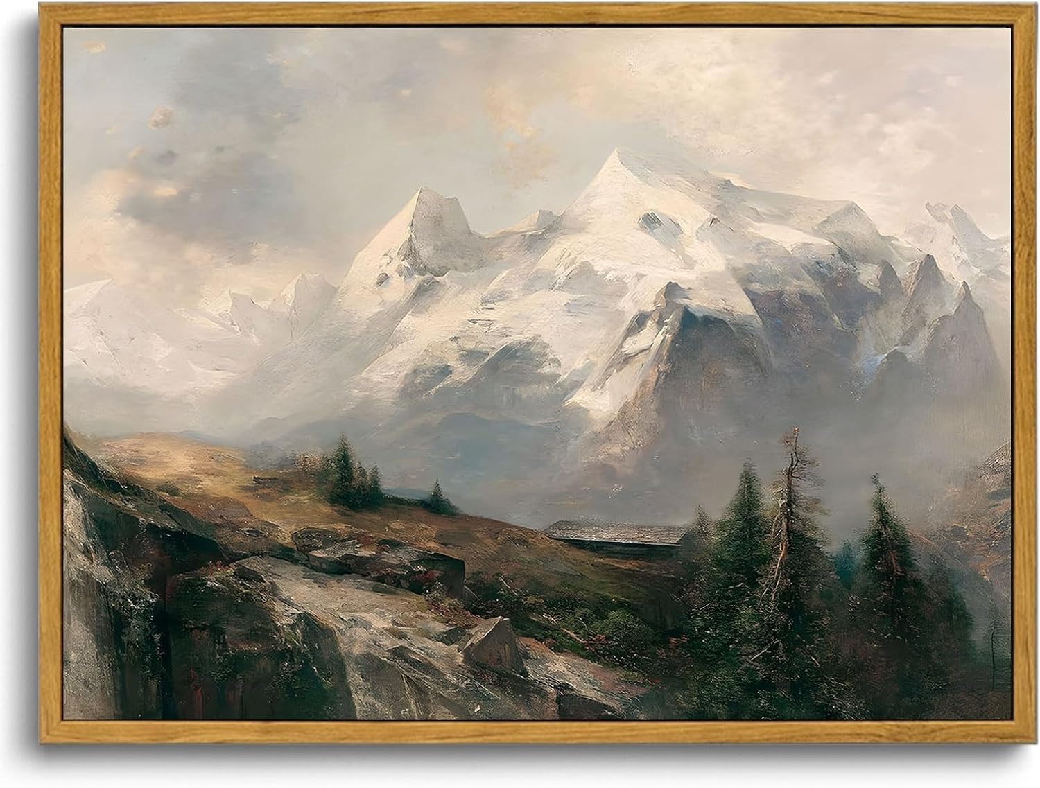 OIQArtOIQ Framed Canvas Wall Art,Vintage Decor,Landscape Nature Country Wildflower Paintings Farmhouse Pictures Modern Artwork Rustic Fall Flower Prints Cottagecore Office Living Room Bedroom Bathroom