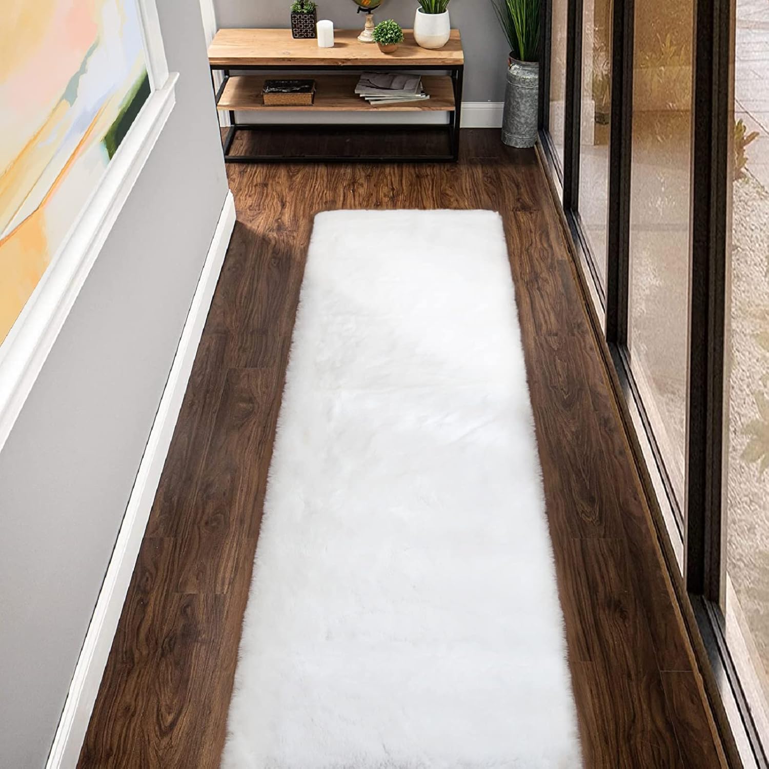 ORINOVA Pink Washable Fluffy 5x8 Area Rugs for Bedroom Plush Faux Rabbit Shag Fur Rug for Living Room Nursery Rug