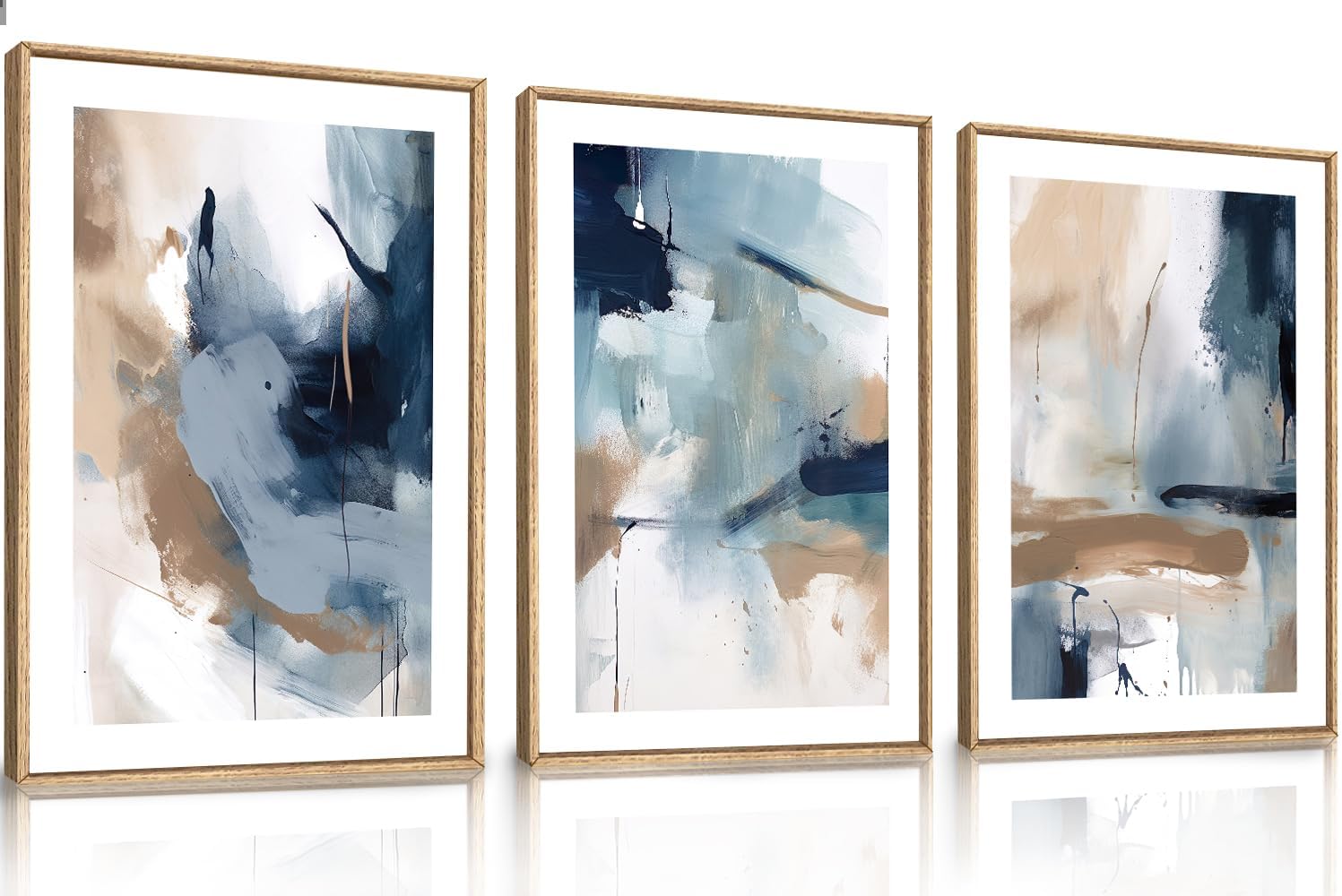 LHIUEM Large Abstract Green Gray Pastel Framed Canvas Wall Art,Neutral Landscape Wall Decor,Modern Watercolor Lake Artwork,Beige Textured Illustrations Art for Living Room,Bedroom,Office- 20"x40"x1