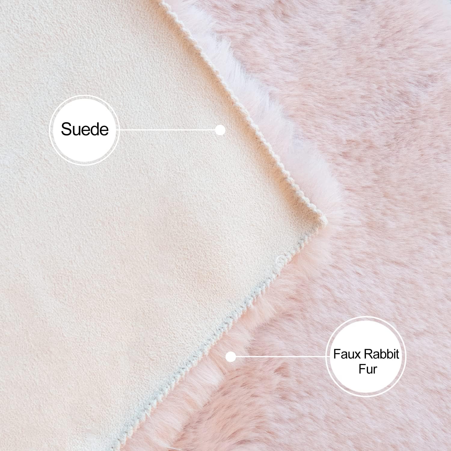 ORINOVA Pink Washable Fluffy 5x8 Area Rugs for Bedroom Plush Faux Rabbit Shag Fur Rug for Living Room Nursery Rug