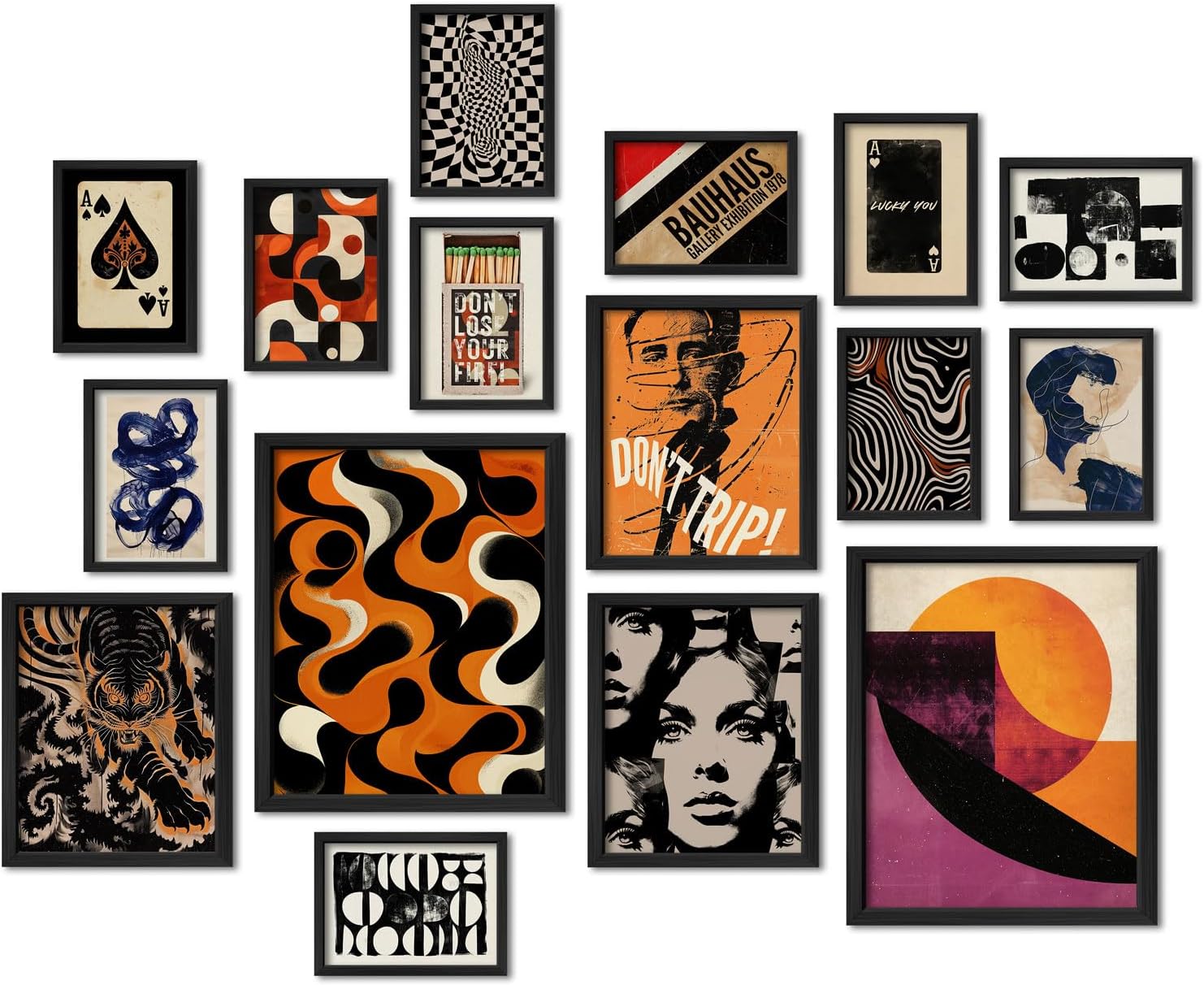 ANERZA 16 PCS Framed Sage Green Wall Art Decor, Matisse Wall Prints for Bedroom, Gallery Wall Frame Set, Abstract Posters for Living Room Aesthetic, Collage Kit Pictures, Boho Dorm Home Decor