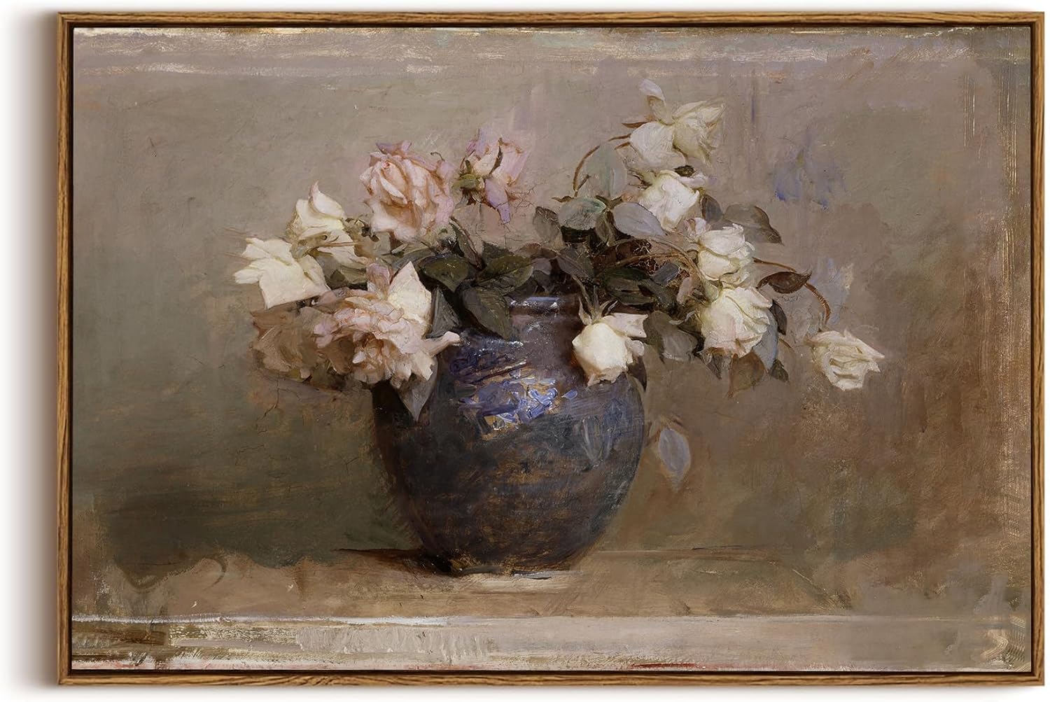 OIQArtOIQ Framed Canvas Wall Art,Vintage Decor,Landscape Nature Country Wildflower Paintings Farmhouse Pictures Modern Artwork Rustic Fall Flower Prints Cottagecore Office Living Room Bedroom Bathroom