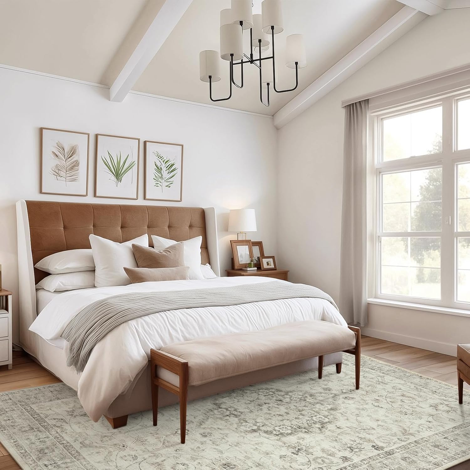 LIVEBOX Pink 8x10 Area Rug for Bedroom Girls, Boho Washable Rugs for Living Room Nursery, Non-Slip Indoor Soft Carpet Low-Pile Farmhouse Carpets for Dining Room Kids Playroom, Pink