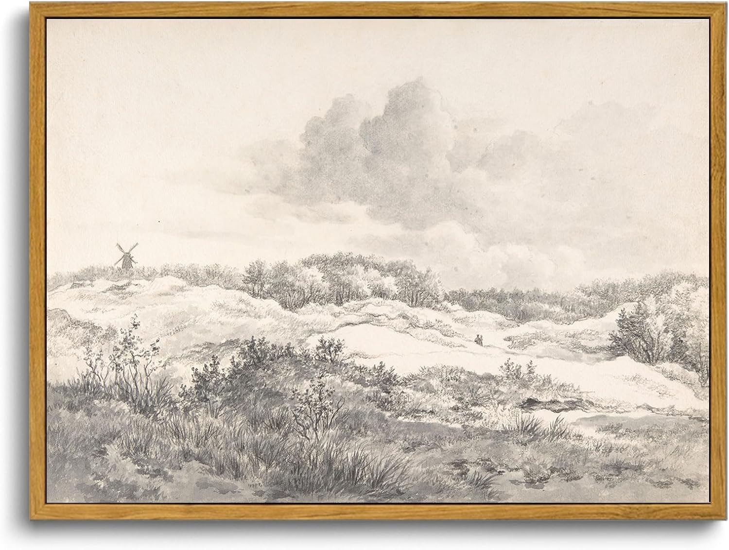 OIQArtOIQ Framed Canvas Wall Art,Vintage Decor,Landscape Nature Country Wildflower Paintings Farmhouse Pictures Modern Artwork Rustic Fall Flower Prints Cottagecore Office Living Room Bedroom Bathroom