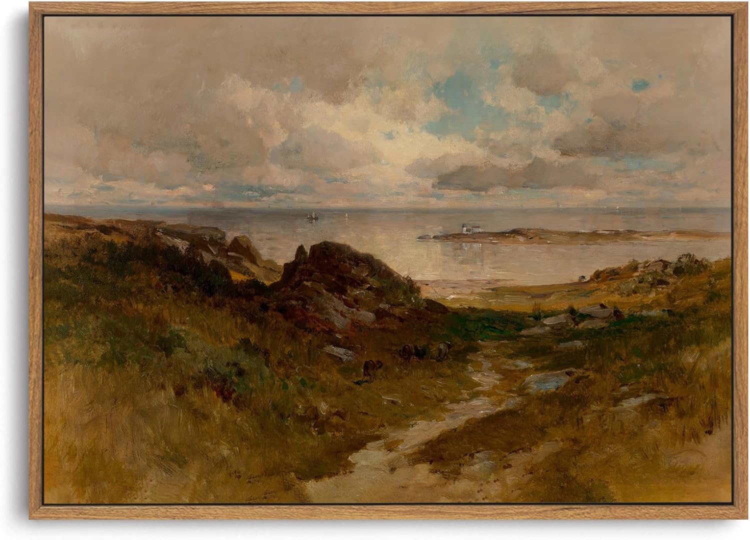 OIQArtOIQ Framed Canvas Wall Art,Vintage Decor,Landscape Nature Country Wildflower Paintings Farmhouse Pictures Modern Artwork Rustic Fall Flower Prints Cottagecore Office Living Room Bedroom Bathroom