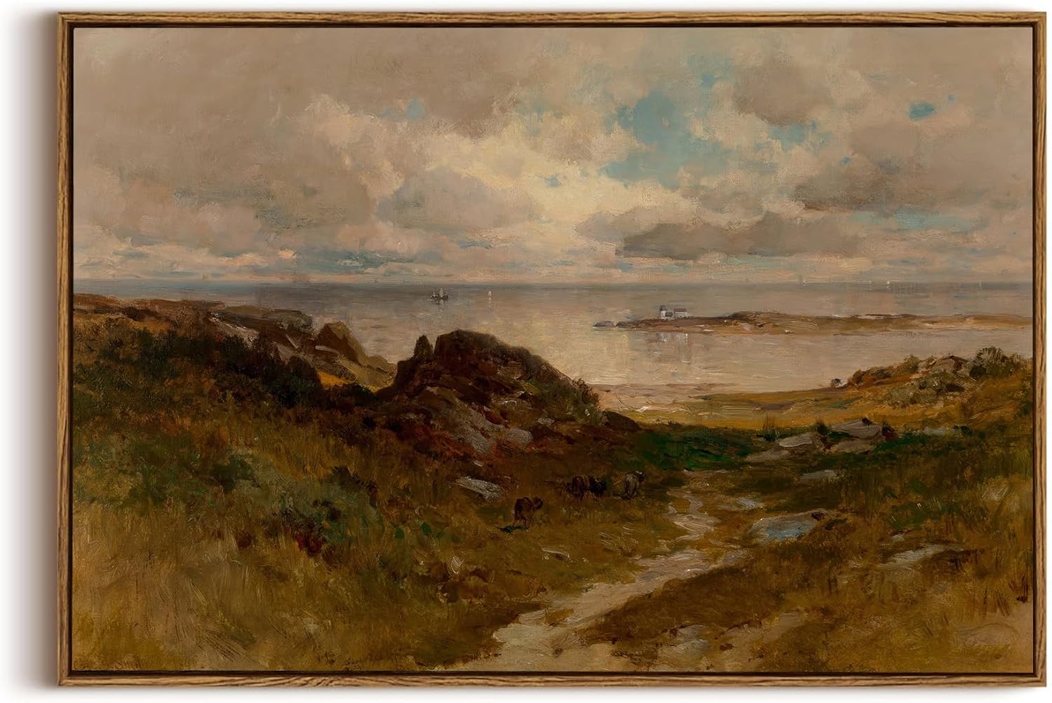 OIQArtOIQ Framed Canvas Wall Art,Vintage Decor,Landscape Nature Country Wildflower Paintings Farmhouse Pictures Modern Artwork Rustic Fall Flower Prints Cottagecore Office Living Room Bedroom Bathroom