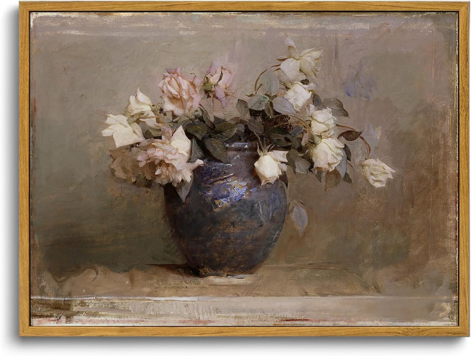 OIQArtOIQ Framed Canvas Wall Art,Vintage Decor,Landscape Nature Country Wildflower Paintings Farmhouse Pictures Modern Artwork Rustic Fall Flower Prints Cottagecore Office Living Room Bedroom Bathroom