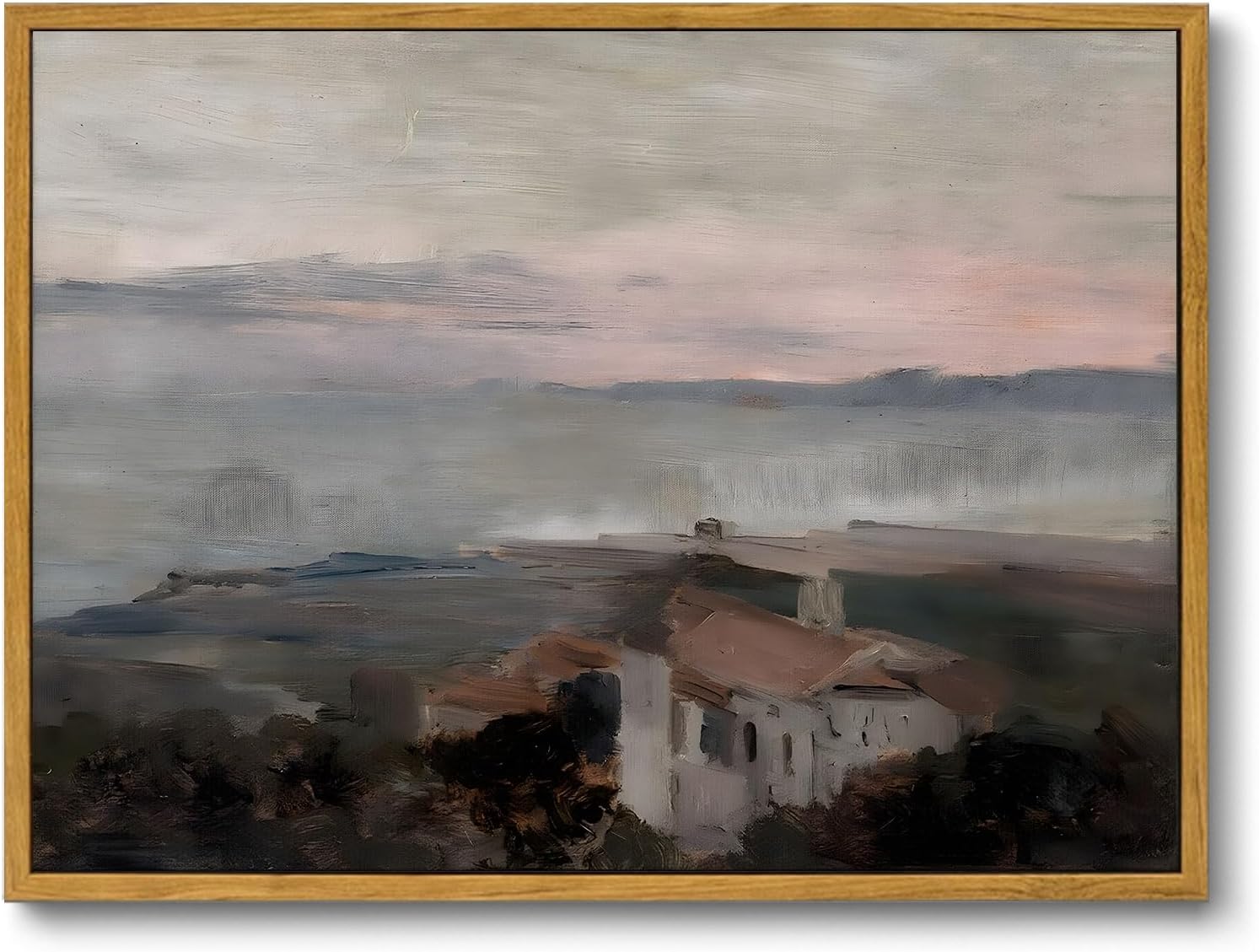 OIQArtOIQ Framed Canvas Wall Art,Vintage Decor,Landscape Nature Country Wildflower Paintings Farmhouse Pictures Modern Artwork Rustic Fall Flower Prints Cottagecore Office Living Room Bedroom Bathroom