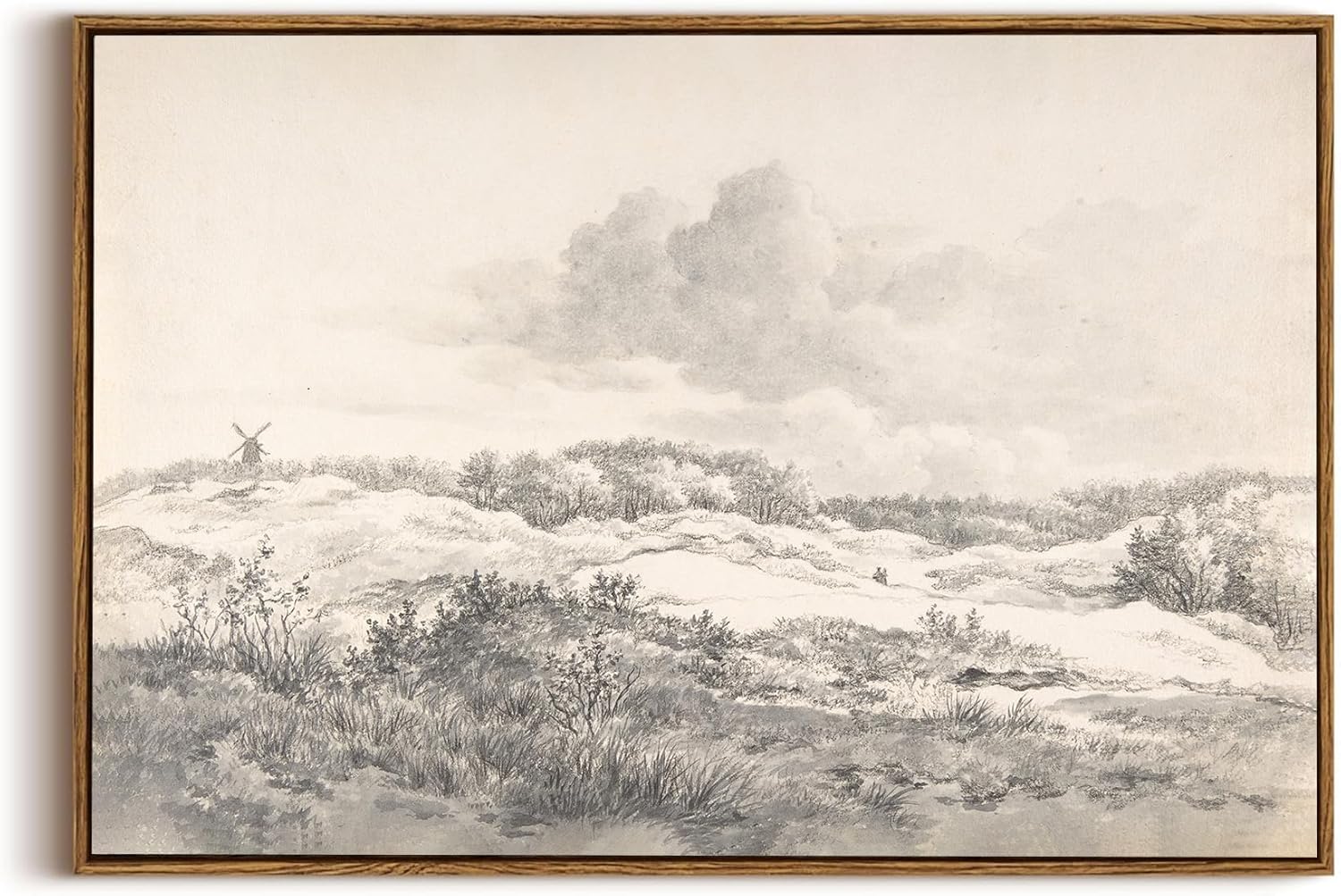 OIQArtOIQ Framed Canvas Wall Art,Vintage Decor,Landscape Nature Country Wildflower Paintings Farmhouse Pictures Modern Artwork Rustic Fall Flower Prints Cottagecore Office Living Room Bedroom Bathroom