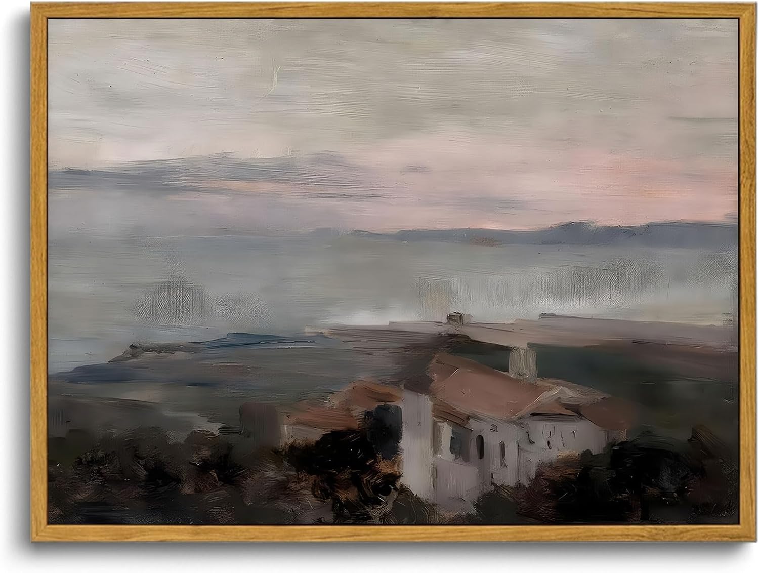 OIQArtOIQ Framed Canvas Wall Art,Vintage Decor,Landscape Nature Country Wildflower Paintings Farmhouse Pictures Modern Artwork Rustic Fall Flower Prints Cottagecore Office Living Room Bedroom Bathroom