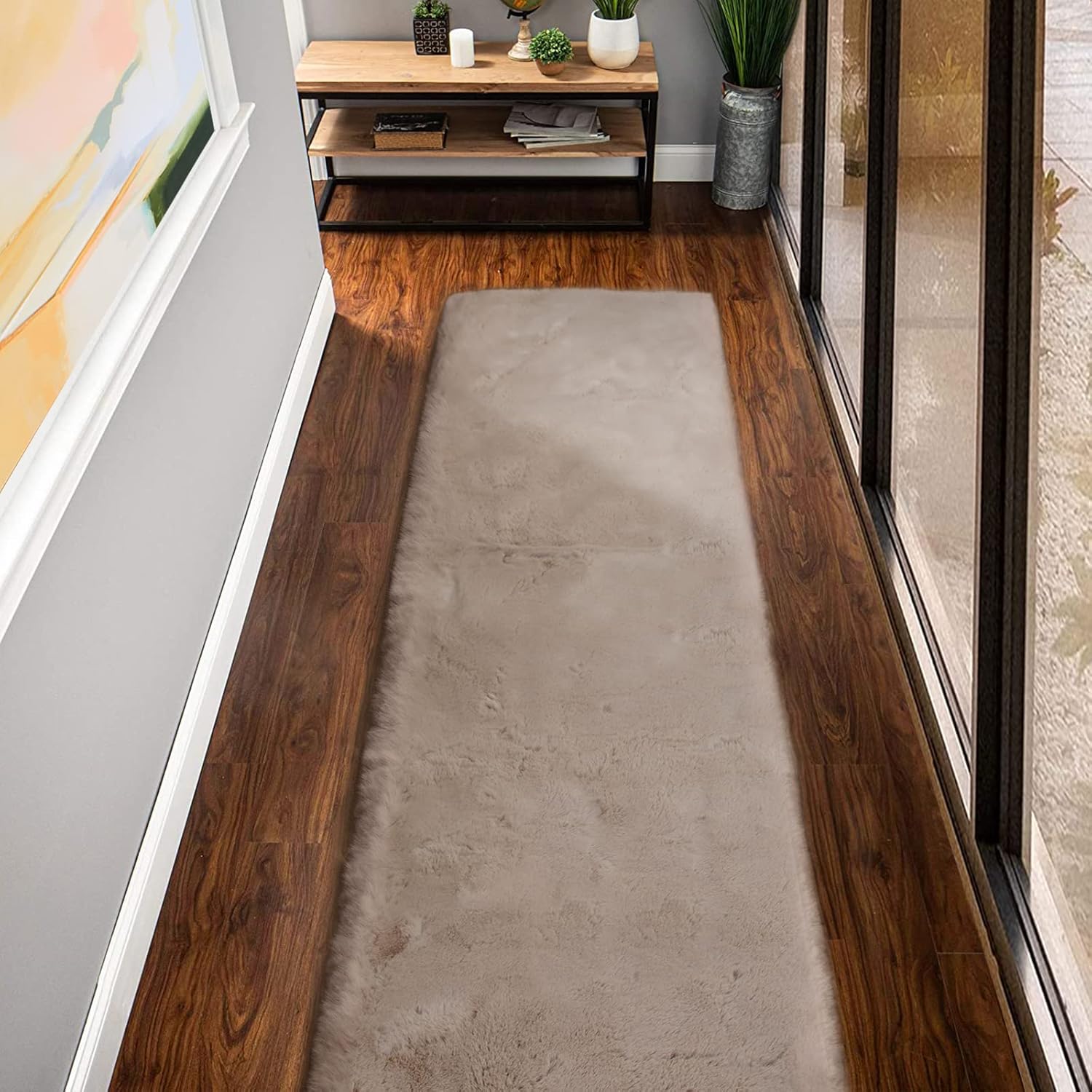 ORINOVA Pink Washable Fluffy 5x8 Area Rugs for Bedroom Plush Faux Rabbit Shag Fur Rug for Living Room Nursery Rug