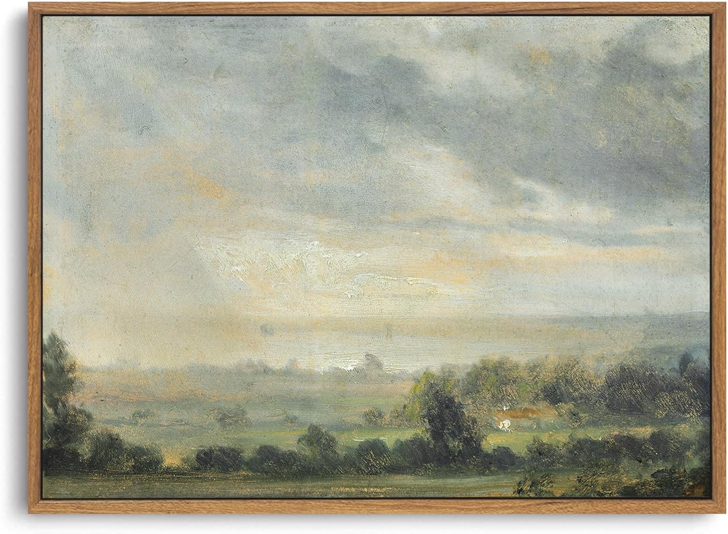 OIQArtOIQ Framed Canvas Wall Art,Vintage Decor,Landscape Nature Country Wildflower Paintings Farmhouse Pictures Modern Artwork Rustic Fall Flower Prints Cottagecore Office Living Room Bedroom Bathroom