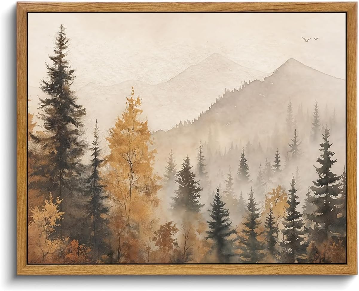 OIQArtOIQ Framed Canvas Wall Art,Vintage Decor,Landscape Nature Country Wildflower Paintings Farmhouse Pictures Modern Artwork Rustic Fall Flower Prints Cottagecore Office Living Room Bedroom Bathroom