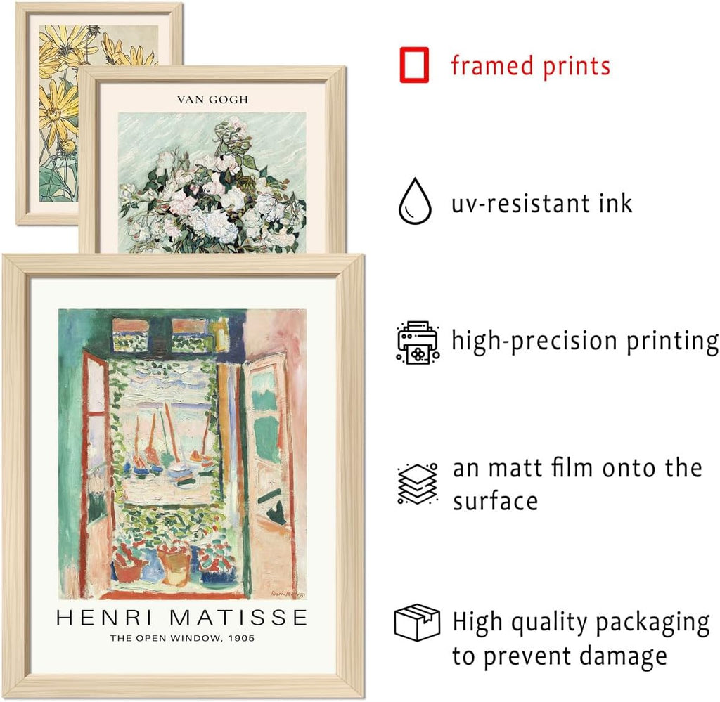 ANERZA 16 PCS Framed Sage Green Wall Art Decor, Matisse Wall Prints for Bedroom, Gallery Wall Frame Set, Abstract Posters for Living Room Aesthetic, Collage Kit Pictures, Boho Dorm Home Decor