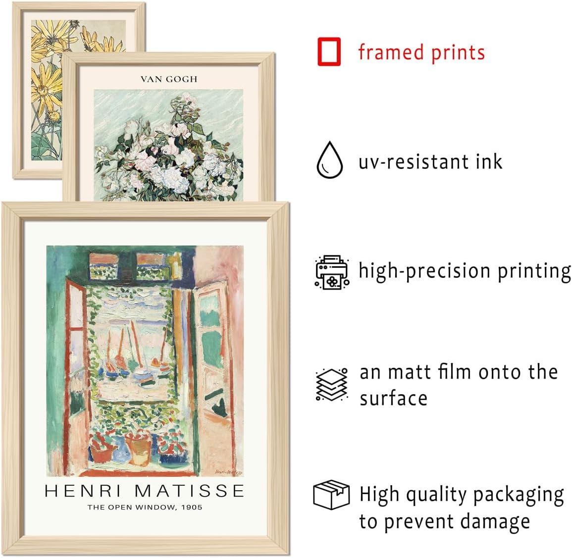 ANERZA 16 PCS Framed Sage Green Wall Art Decor, Matisse Wall Prints for Bedroom, Gallery Wall Frame Set, Abstract Posters for Living Room Aesthetic, Collage Kit Pictures, Boho Dorm Home Decor