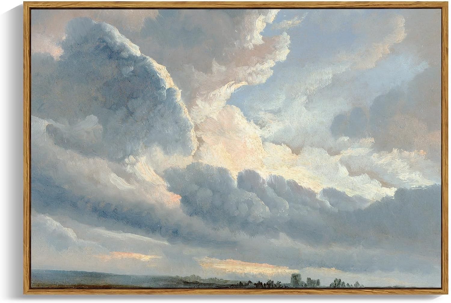 OIQArtOIQ Framed Canvas Wall Art,Vintage Decor,Landscape Nature Country Wildflower Paintings Farmhouse Pictures Modern Artwork Rustic Fall Flower Prints Cottagecore Office Living Room Bedroom Bathroom