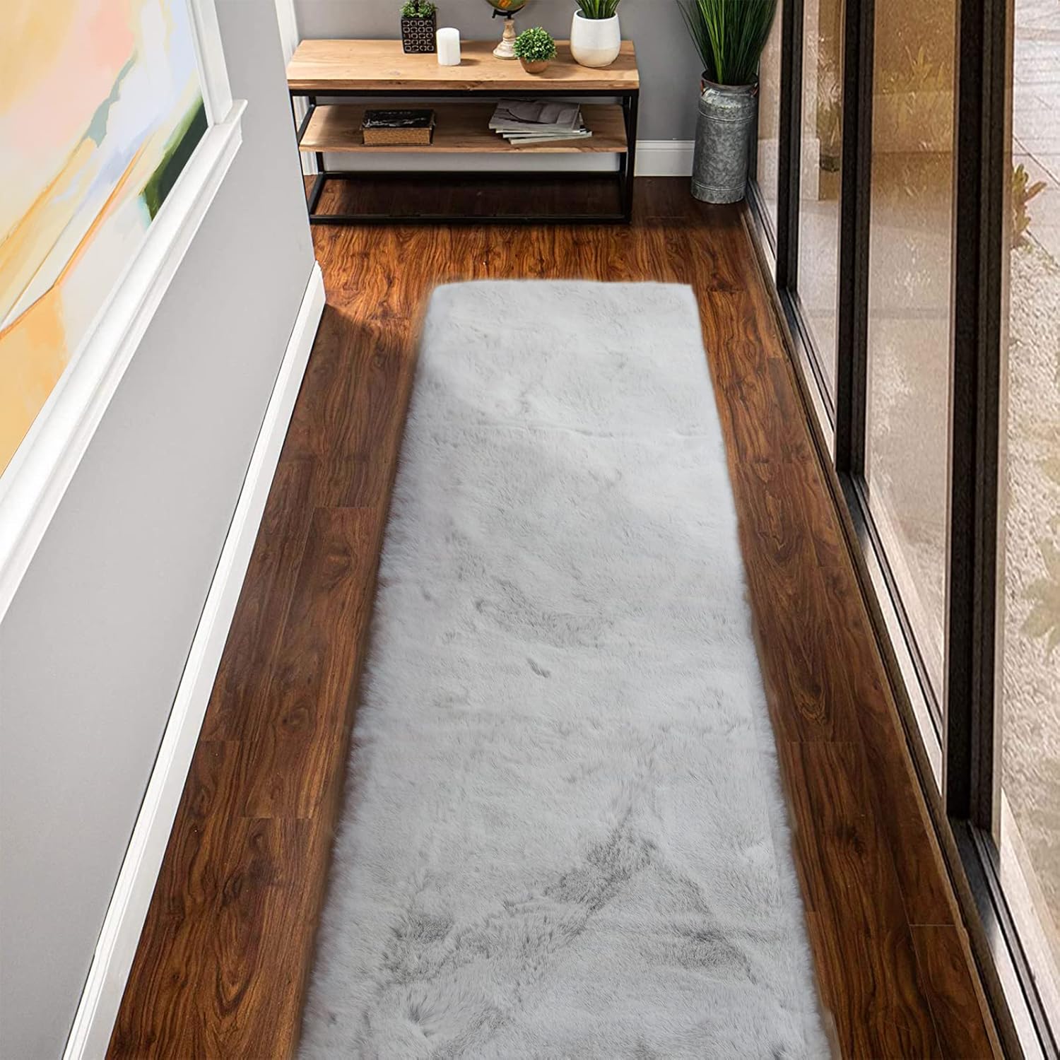 ORINOVA Pink Washable Fluffy 5x8 Area Rugs for Bedroom Plush Faux Rabbit Shag Fur Rug for Living Room Nursery Rug