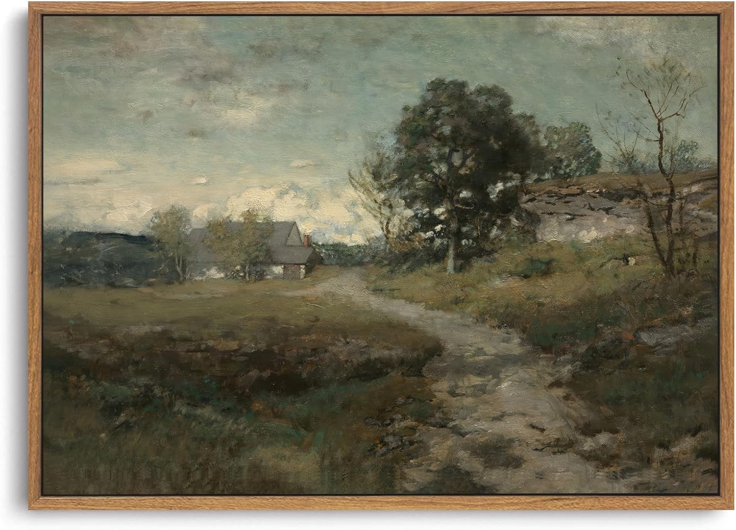 OIQArtOIQ Framed Canvas Wall Art,Vintage Decor,Landscape Nature Country Wildflower Paintings Farmhouse Pictures Modern Artwork Rustic Fall Flower Prints Cottagecore Office Living Room Bedroom Bathroom