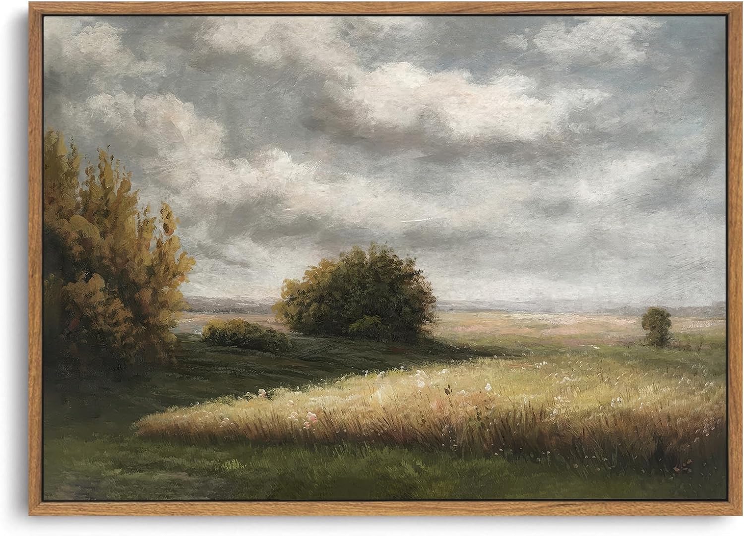 OIQArtOIQ Framed Canvas Wall Art,Vintage Decor,Landscape Nature Country Wildflower Paintings Farmhouse Pictures Modern Artwork Rustic Fall Flower Prints Cottagecore Office Living Room Bedroom Bathroom