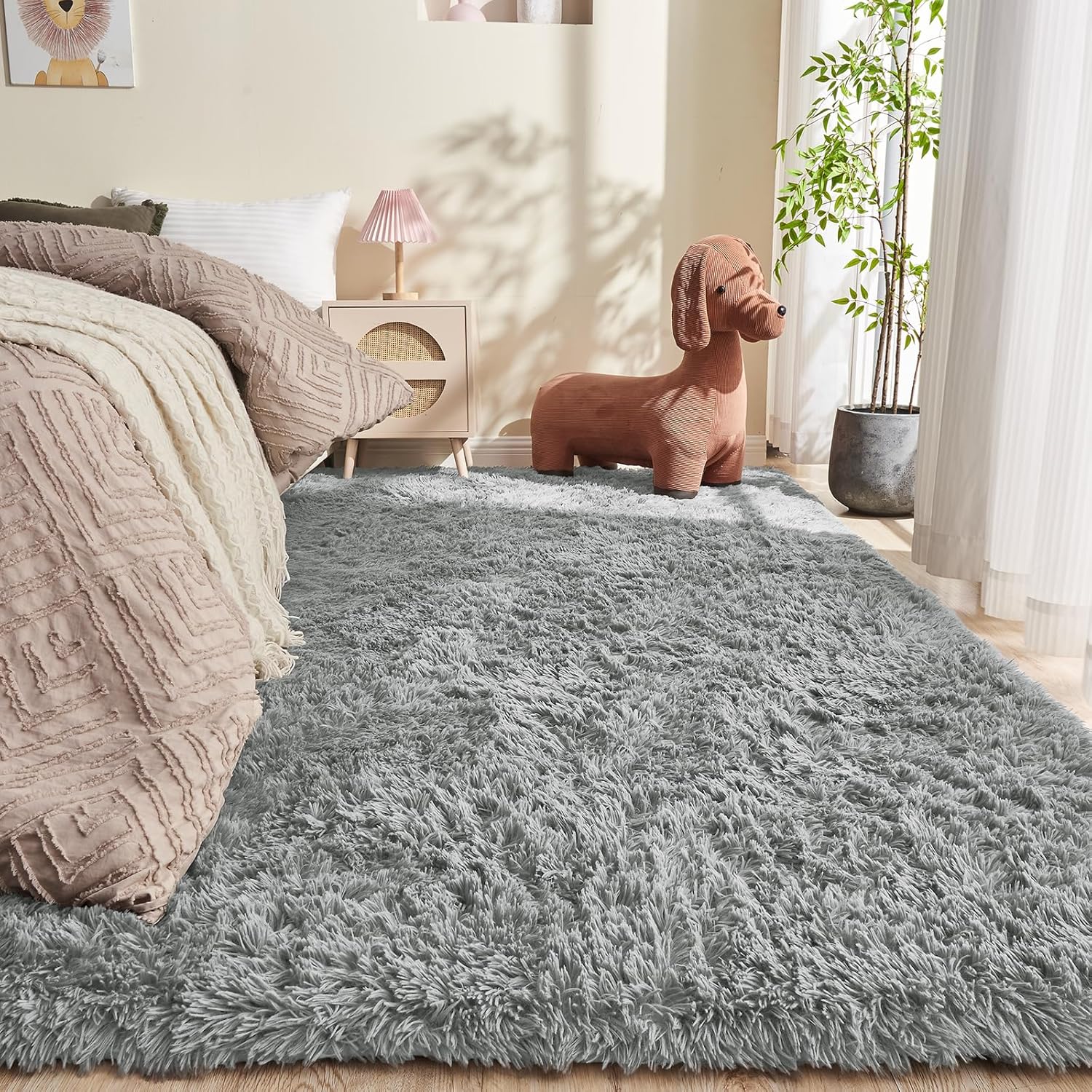 OPPODREAM 9x12 Pink Rugs for Bedroom, Ultra-Soft Fluffy Area Rugs for Living Room, 9 x 12 Shag Carpet for Nursery, Kids, Girl, Boy, Baby, Plush, Fuzzy, Shaggy, Cute Home Decor