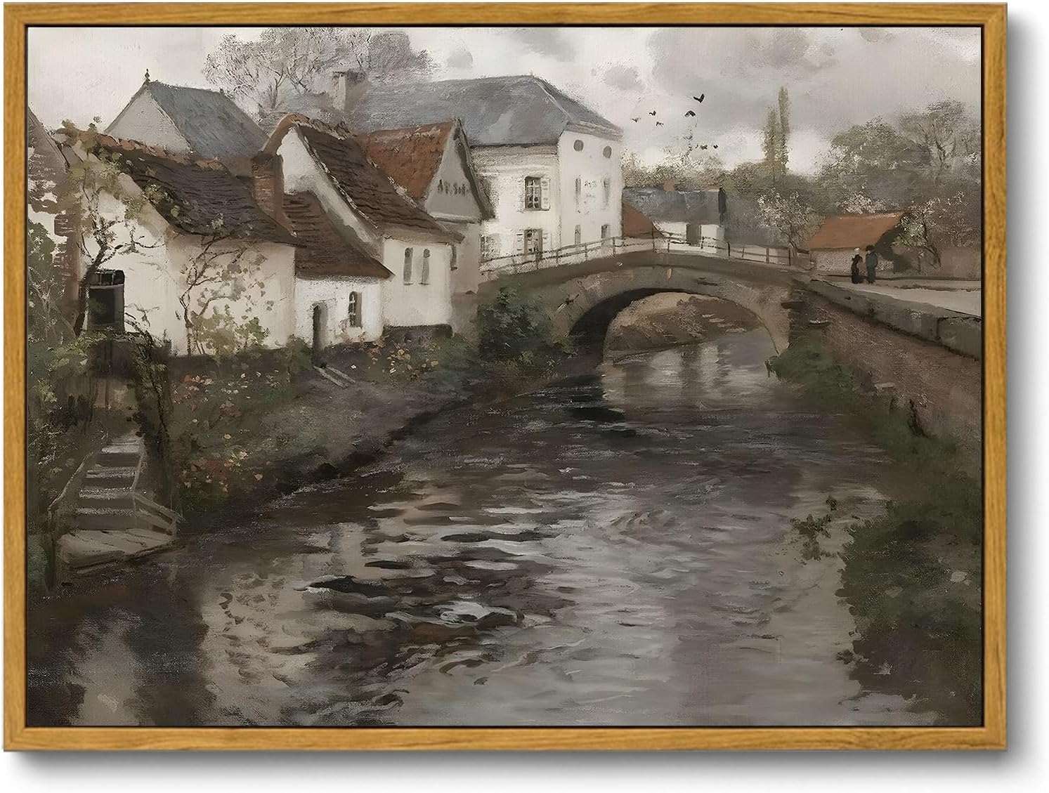 OIQArtOIQ Framed Canvas Wall Art,Vintage Decor,Landscape Nature Country Wildflower Paintings Farmhouse Pictures Modern Artwork Rustic Fall Flower Prints Cottagecore Office Living Room Bedroom Bathroom