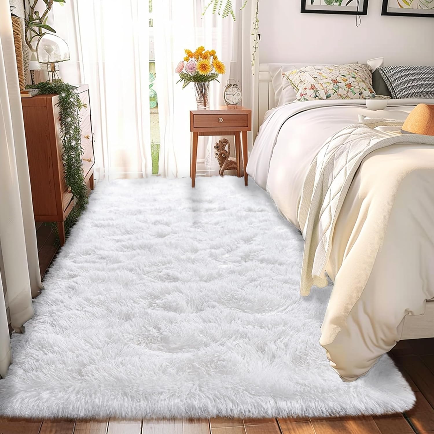 Awaytail Fluffy Area Rug 9x12 Living Room, Hot Pink Rugs for Bedroom Girls, Extra Large Rug Big Carpet 9 by 12 Fuschia