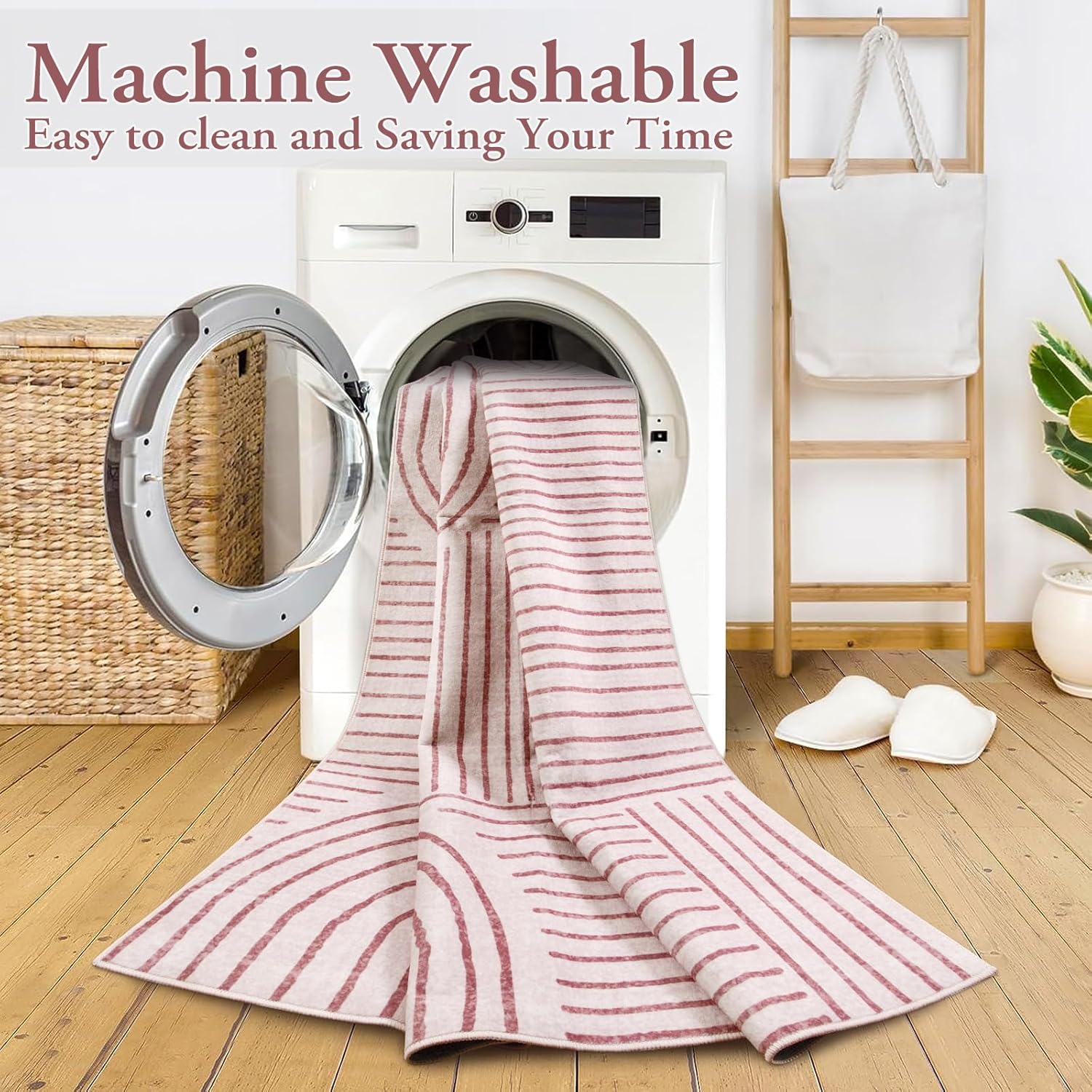 Lahome Abstract 8x10 Area Rugs, Soft Pink 8x10 Rugs for Living Room Bedroom Girls, Ultra-Thin Non-Shedding Accent Large Carpet for Office Dining Room (8x10ft,Pink)