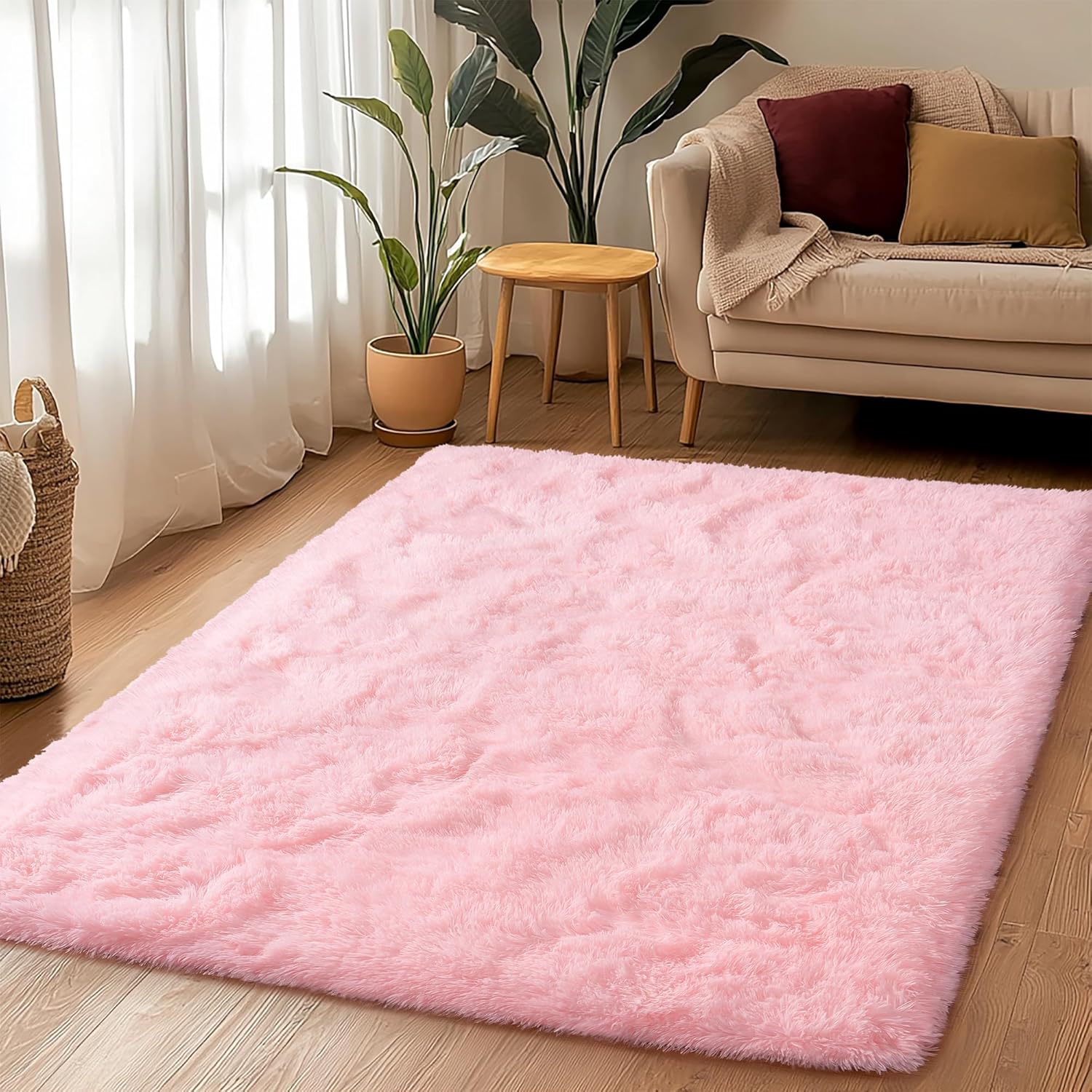 Awaytail Fluffy Area Rug 9x12 Living Room, Hot Pink Rugs for Bedroom Girls, Extra Large Rug Big Carpet 9 by 12 Fuschia