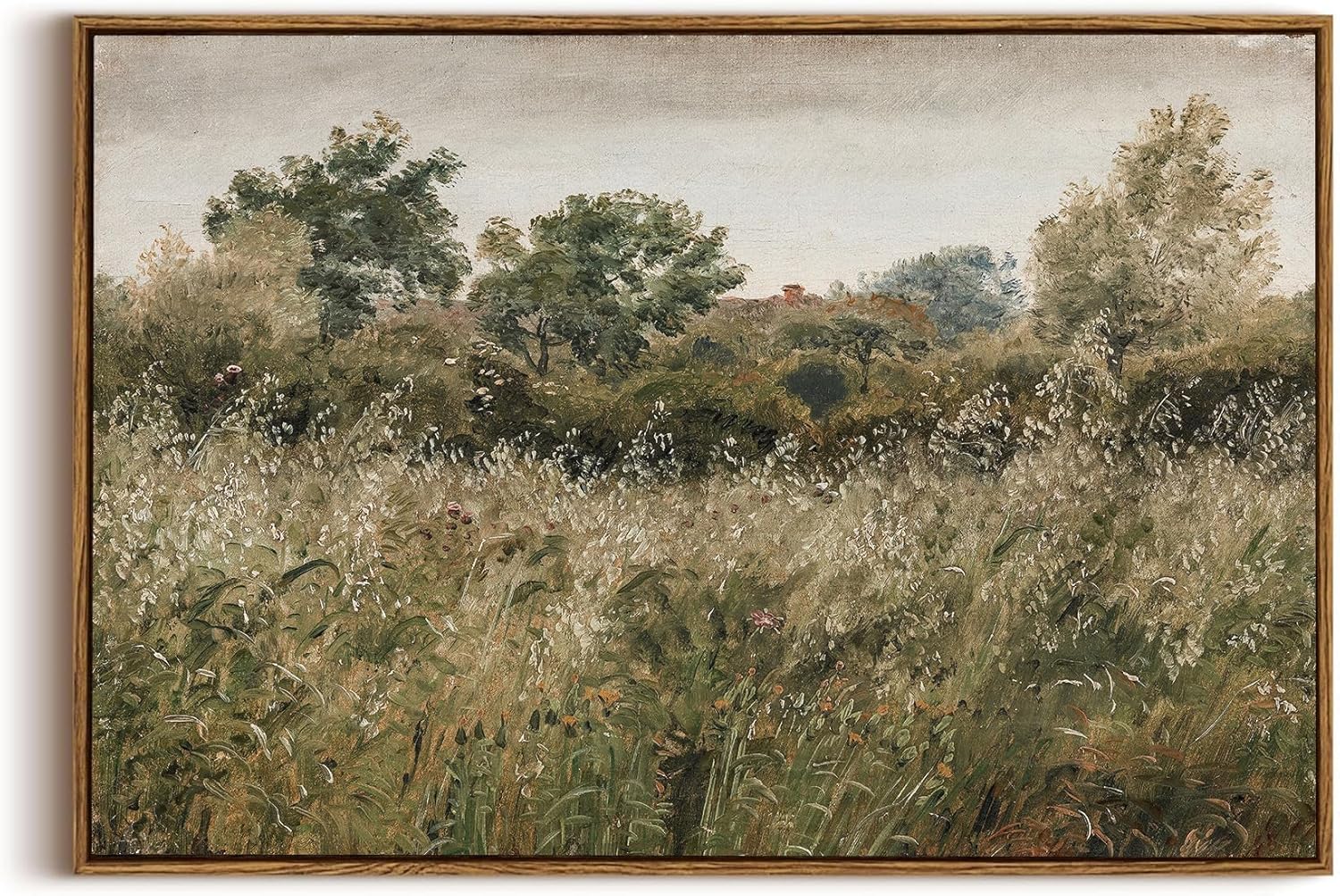 OIQArtOIQ Framed Canvas Wall Art,Vintage Decor,Landscape Nature Country Wildflower Paintings Farmhouse Pictures Modern Artwork Rustic Fall Flower Prints Cottagecore Office Living Room Bedroom Bathroom