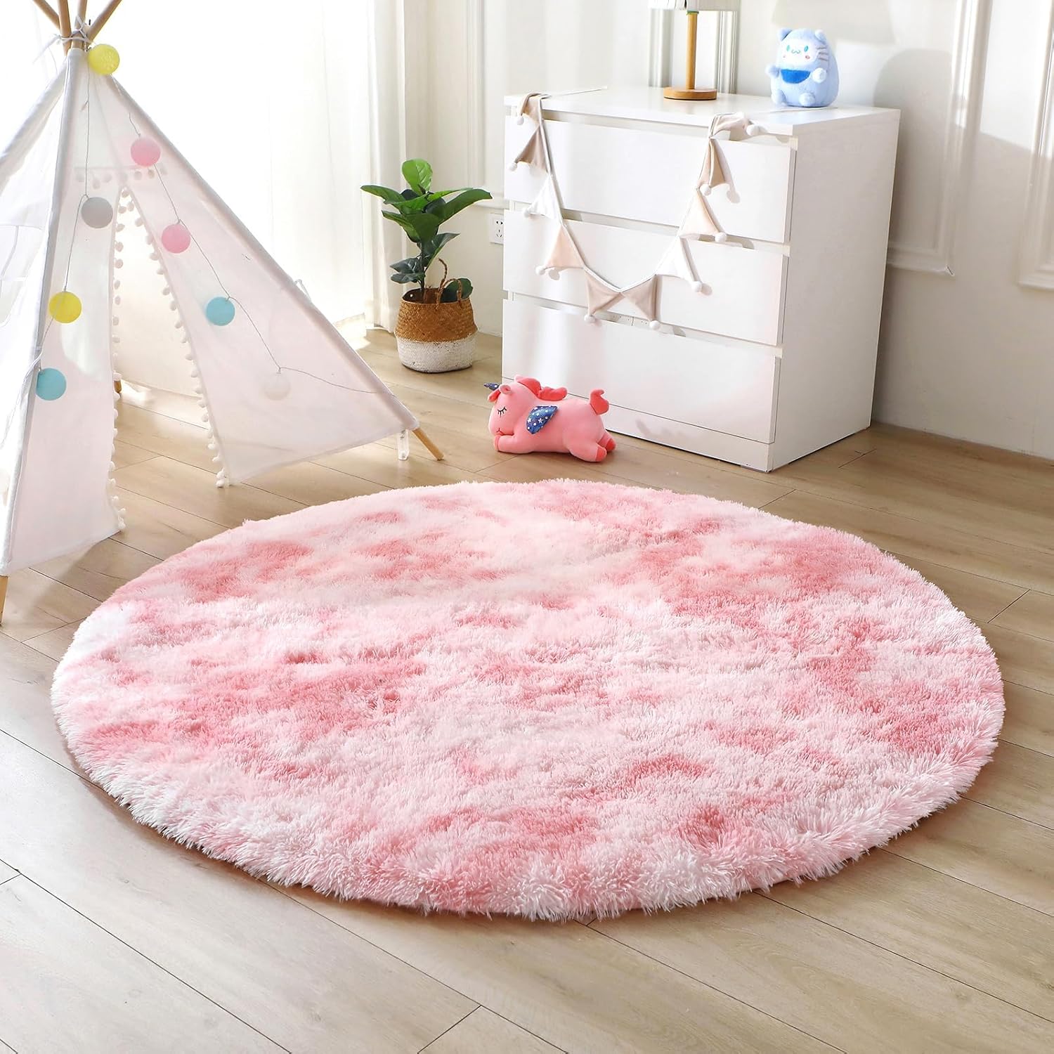 OPPODREAM 9x12 Pink Rugs for Bedroom, Ultra-Soft Fluffy Area Rugs for Living Room, 9 x 12 Shag Carpet for Nursery, Kids, Girl, Boy, Baby, Plush, Fuzzy, Shaggy, Cute Home Decor