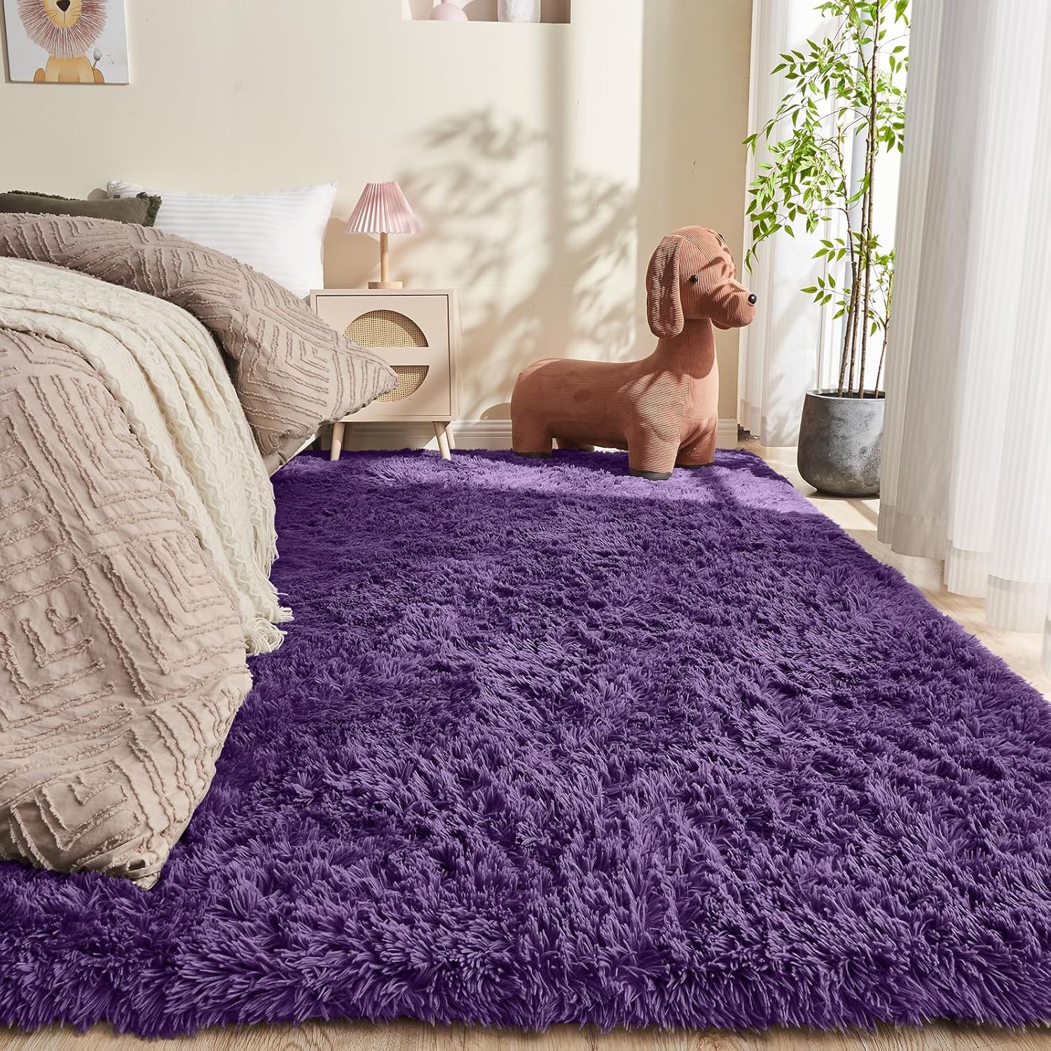 OPPODREAM 9x12 Pink Rugs for Bedroom, Ultra-Soft Fluffy Area Rugs for Living Room, 9 x 12 Shag Carpet for Nursery, Kids, Girl, Boy, Baby, Plush, Fuzzy, Shaggy, Cute Home Decor