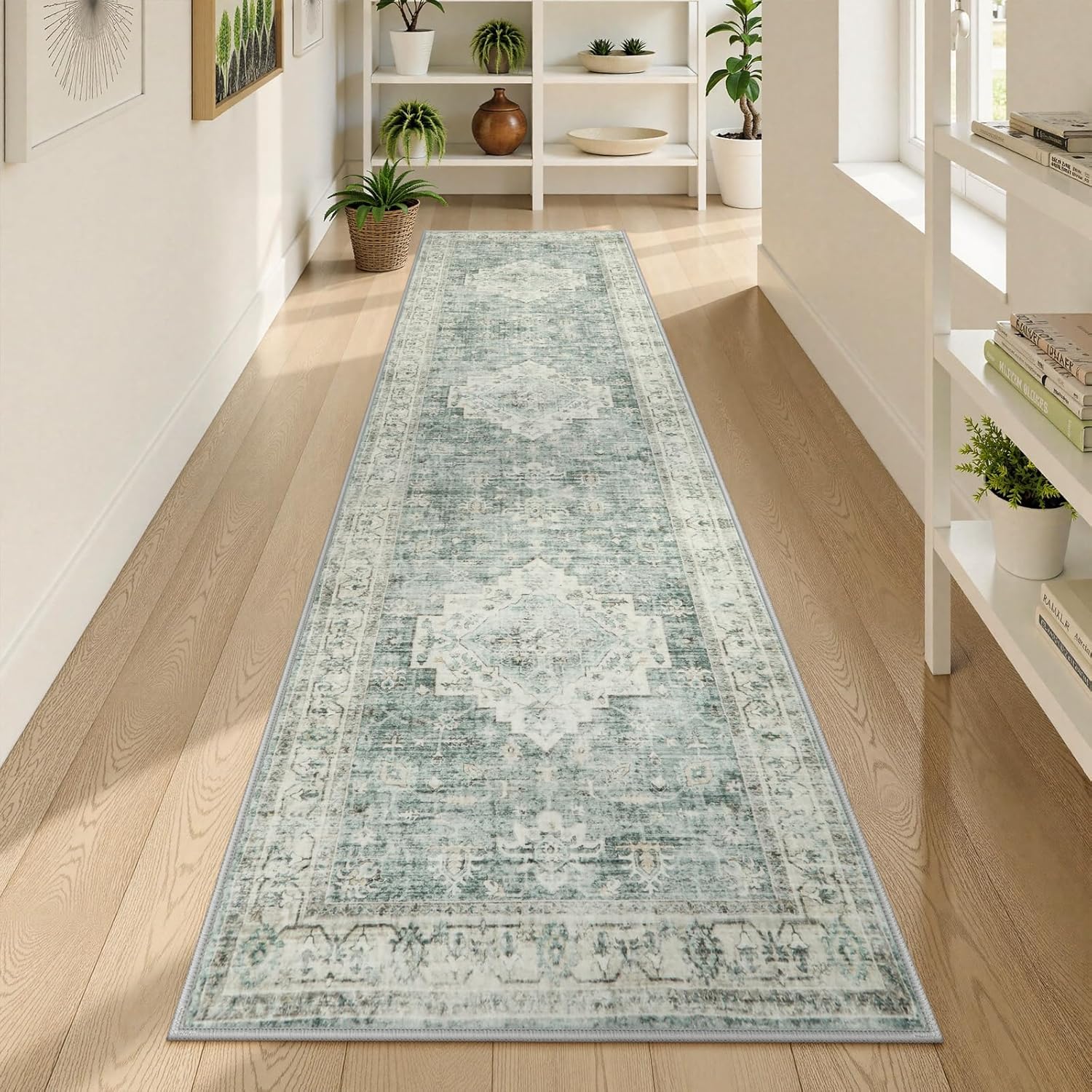 LIVEBOX Pink 8x10 Area Rug for Bedroom Girls, Boho Washable Rugs for Living Room Nursery, Non-Slip Indoor Soft Carpet Low-Pile Farmhouse Carpets for Dining Room Kids Playroom, Pink