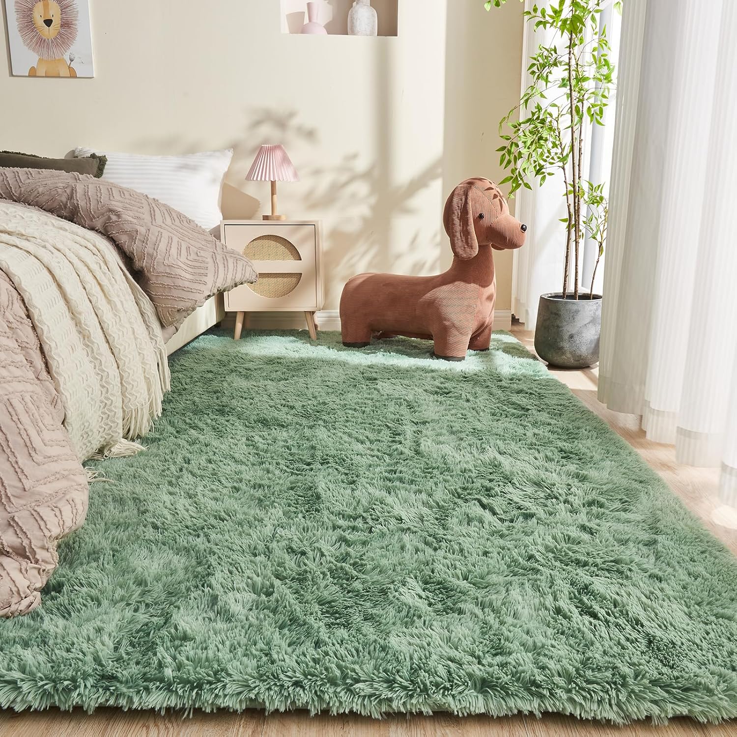 OPPODREAM 9x12 Pink Rugs for Bedroom, Ultra-Soft Fluffy Area Rugs for Living Room, 9 x 12 Shag Carpet for Nursery, Kids, Girl, Boy, Baby, Plush, Fuzzy, Shaggy, Cute Home Decor