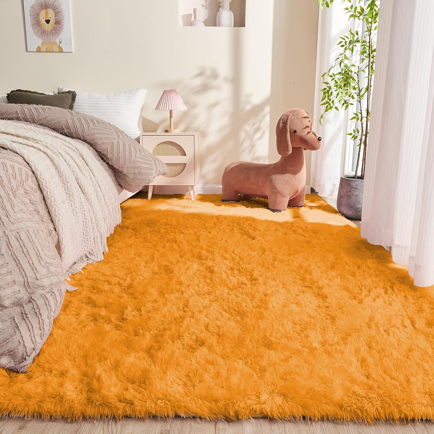 OPPODREAM 9x12 Pink Rugs for Bedroom, Ultra-Soft Fluffy Area Rugs for Living Room, 9 x 12 Shag Carpet for Nursery, Kids, Girl, Boy, Baby, Plush, Fuzzy, Shaggy, Cute Home Decor