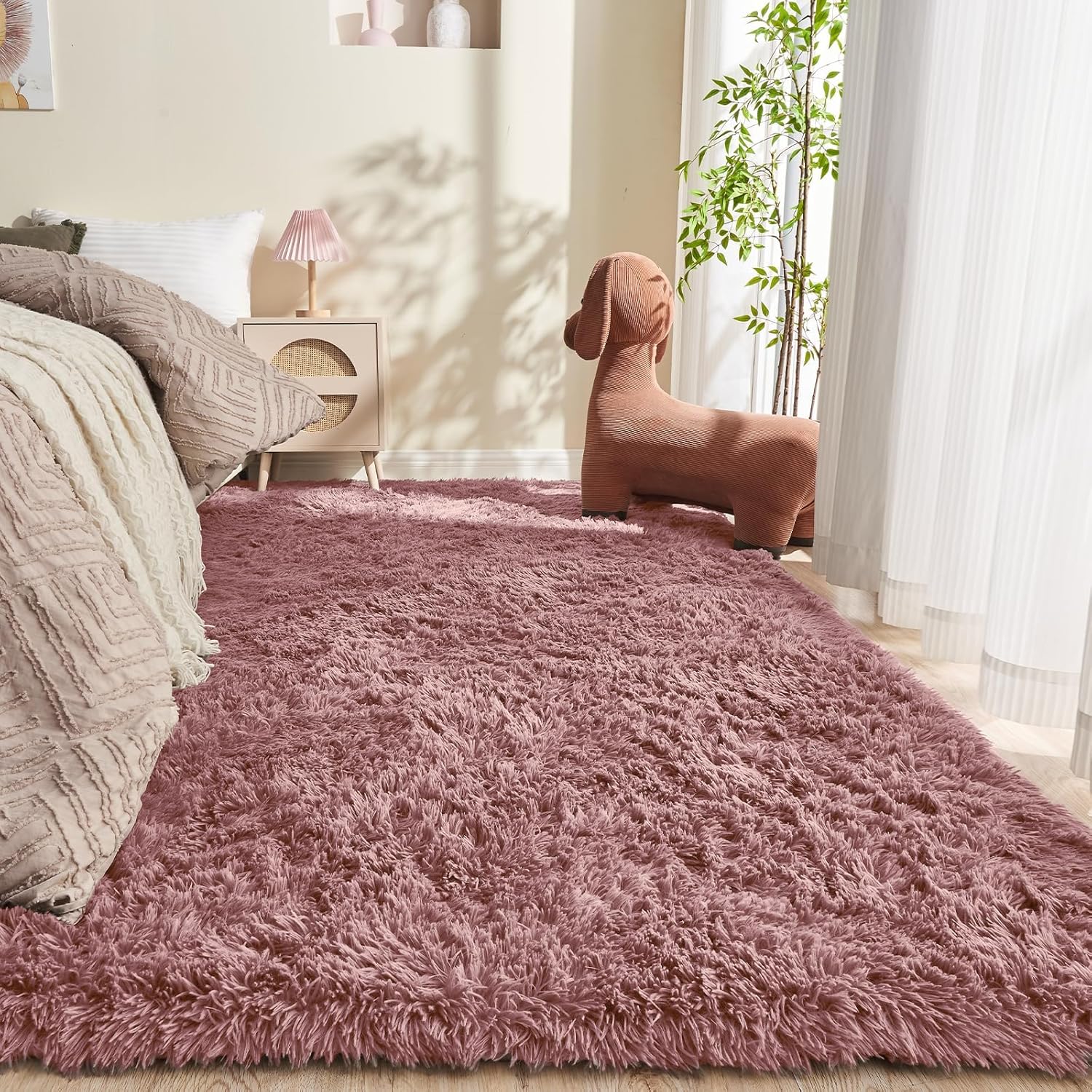 OPPODREAM 9x12 Pink Rugs for Bedroom, Ultra-Soft Fluffy Area Rugs for Living Room, 9 x 12 Shag Carpet for Nursery, Kids, Girl, Boy, Baby, Plush, Fuzzy, Shaggy, Cute Home Decor