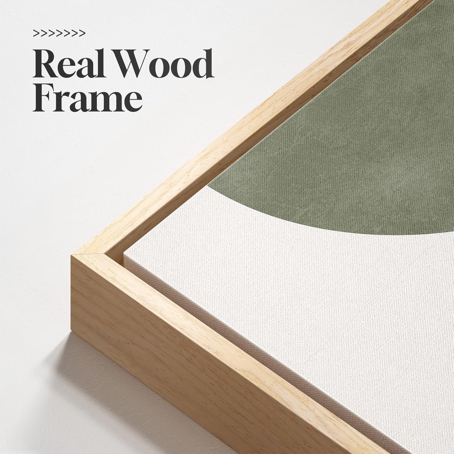 Framed Sage Green Boho Wall Art for Living Room, 3 Piece Minimalist Beige and Green Bohemian Artwork for Walls, Large Geometric Leaf Line Boho Paintings Prints for Bedroom Hallway Wall Decor, 16x24 In