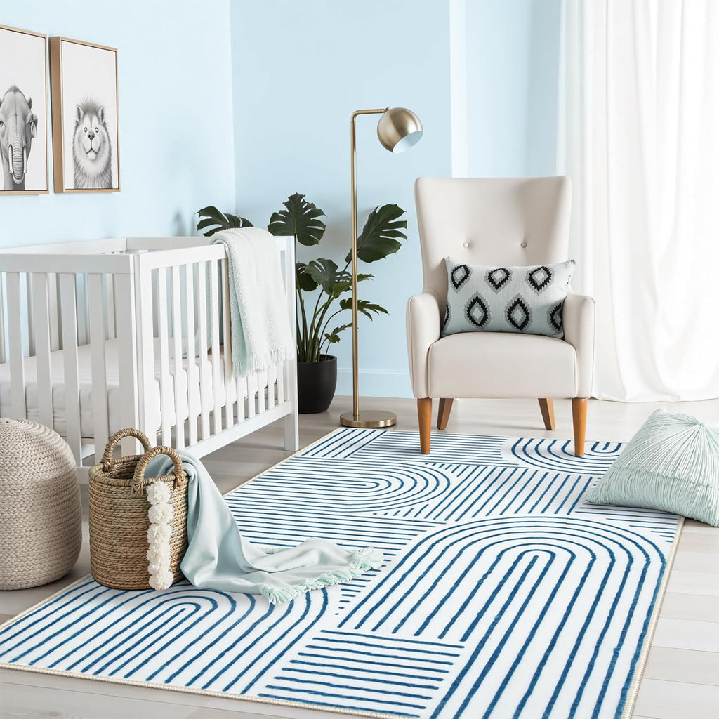 Lahome Abstract 8x10 Area Rugs, Soft Pink 8x10 Rugs for Living Room Bedroom Girls, Ultra-Thin Non-Shedding Accent Large Carpet for Office Dining Room (8x10ft,Pink)