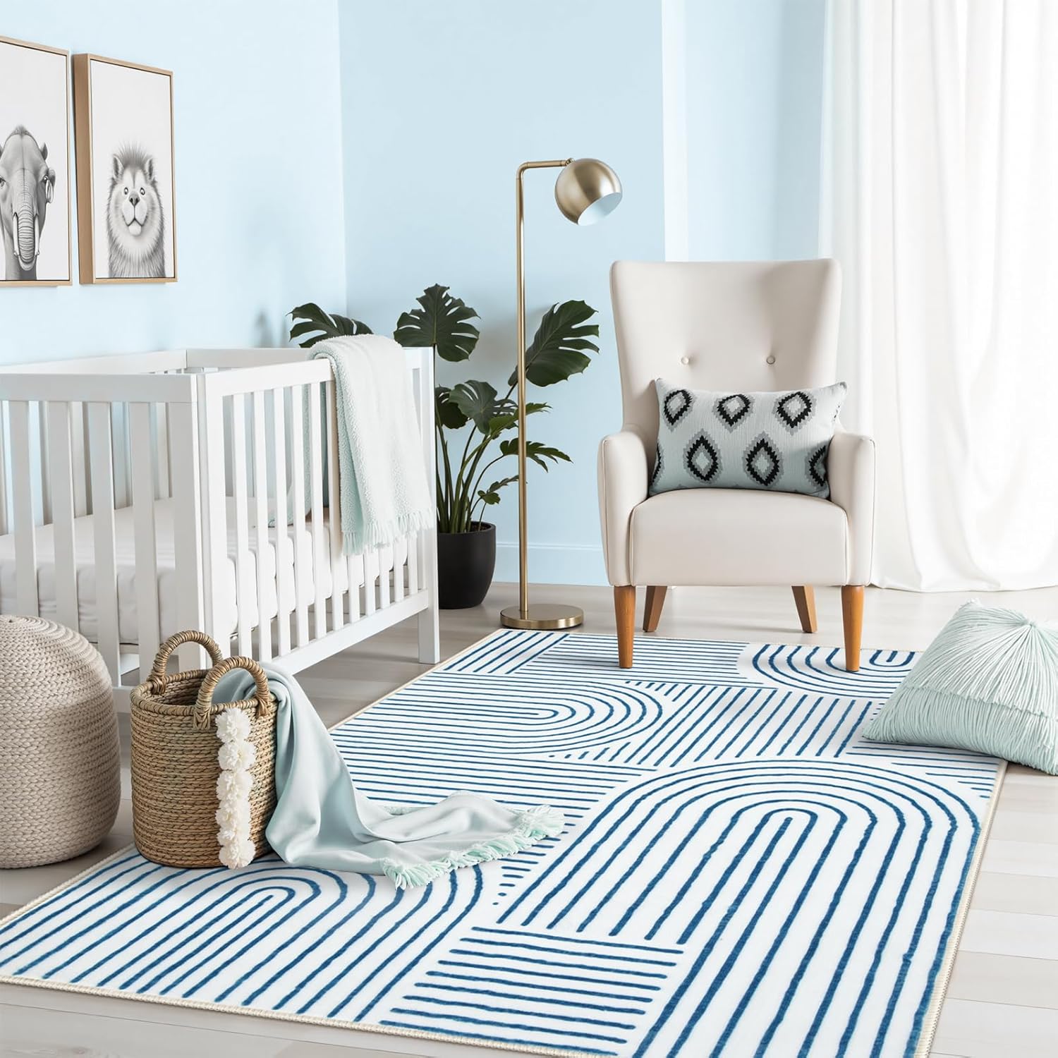 Lahome Abstract 8x10 Area Rugs, Soft Pink 8x10 Rugs for Living Room Bedroom Girls, Ultra-Thin Non-Shedding Accent Large Carpet for Office Dining Room (8x10ft,Pink)