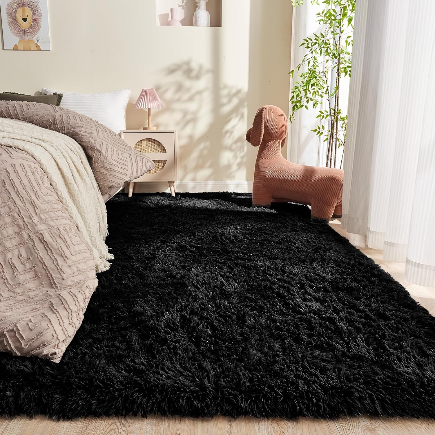 OPPODREAM 9x12 Pink Rugs for Bedroom, Ultra-Soft Fluffy Area Rugs for Living Room, 9 x 12 Shag Carpet for Nursery, Kids, Girl, Boy, Baby, Plush, Fuzzy, Shaggy, Cute Home Decor